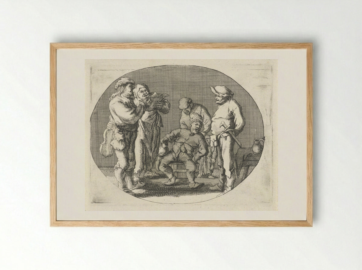 Zingend boerengezelschap (Singing Peasant Company) - Cornelis A. Hellemans - Framed Print Wood