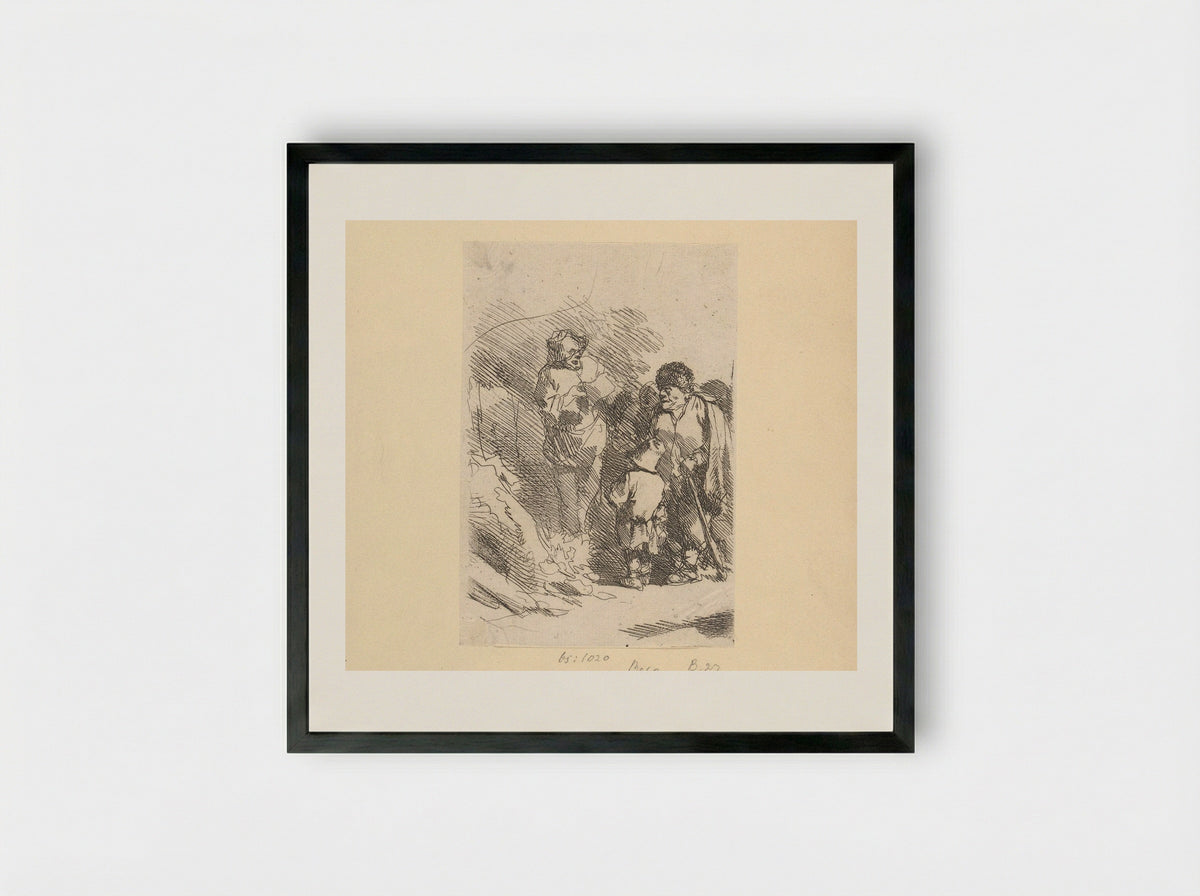Zingende man en luisterend publiek - Cornelis Pietersz. Bega - Framed Print Black