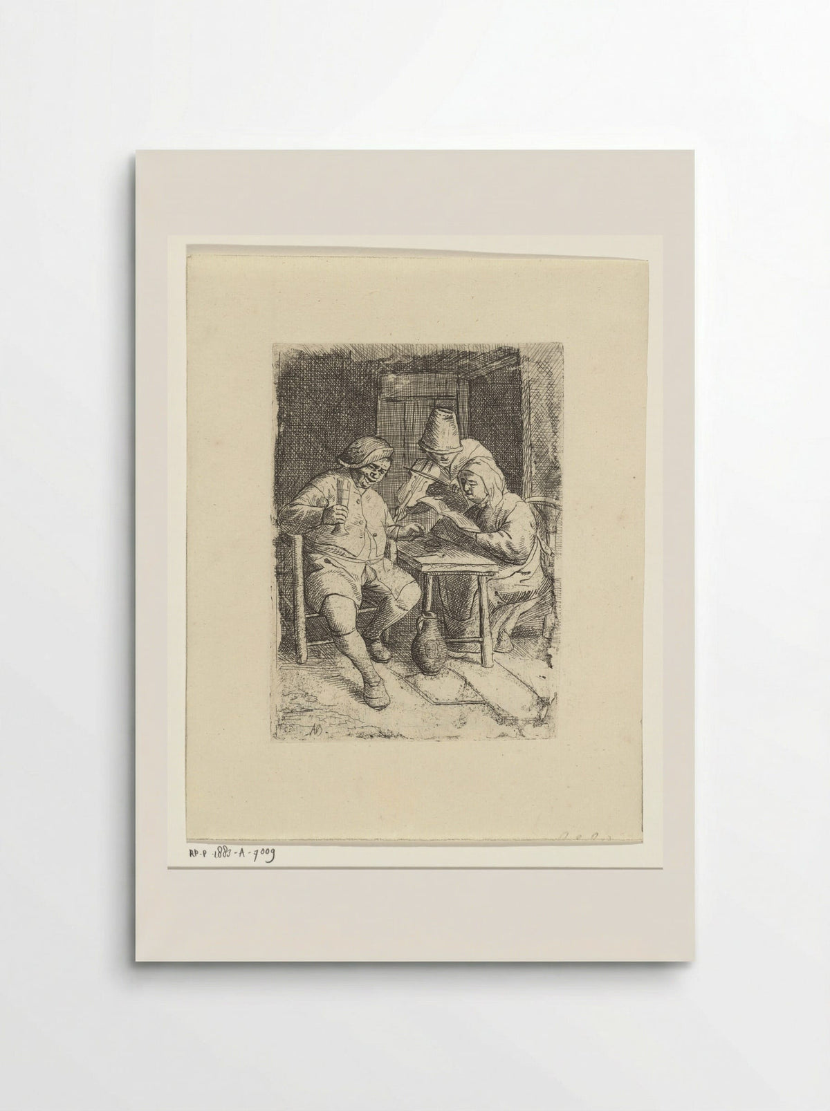 Zingende vrouw en een violist bij een drinker - Jacob Laurensz. van der Vinne - Poster