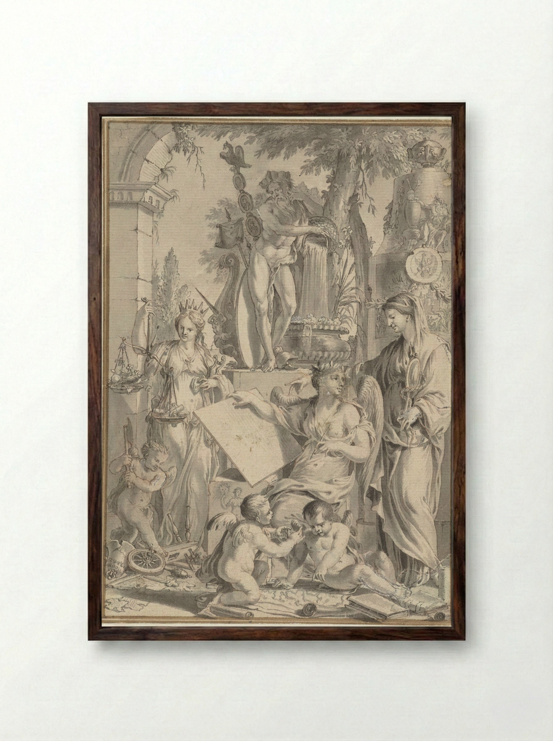 Zinnebeeldige voorstelling (Allegorical Representation) - Jan Goeree - Framed Print Dark Wood
