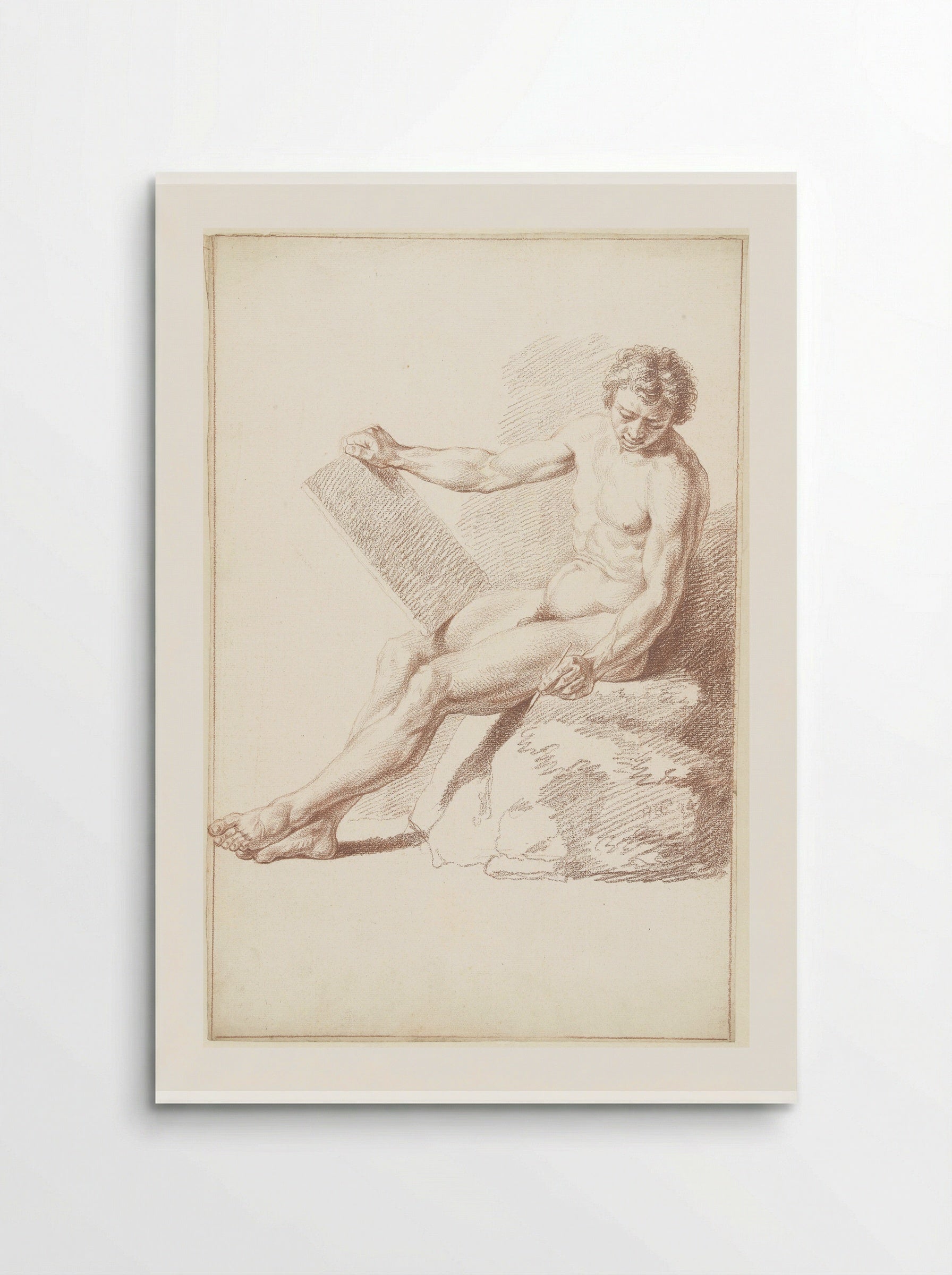 Zittend academienaakt, als tekenaar - Louis Fabritius Dubourg - Poster