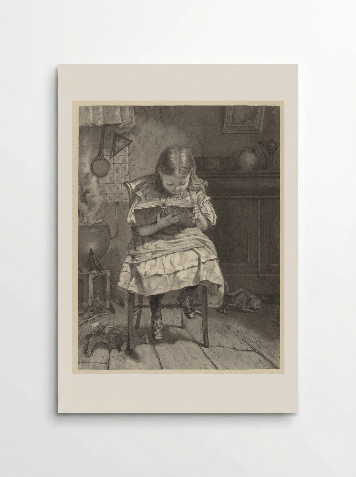 Zittend lezend meisje (Girl Reading) - Anthony Cornelis Cramer - Poster