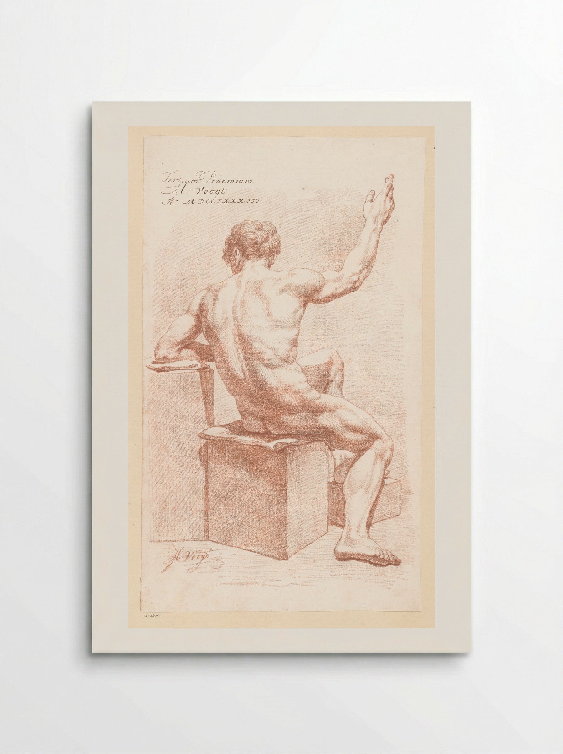 Zittend mannelijk naakt op de rug gezien (3e prijs 1783) - Hendrik Voogd - Poster