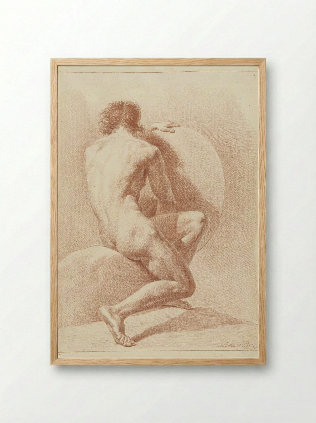 Zittend mannelijk naakt, op de rug gezien - Chrétien Dubois - Framed Print Wood