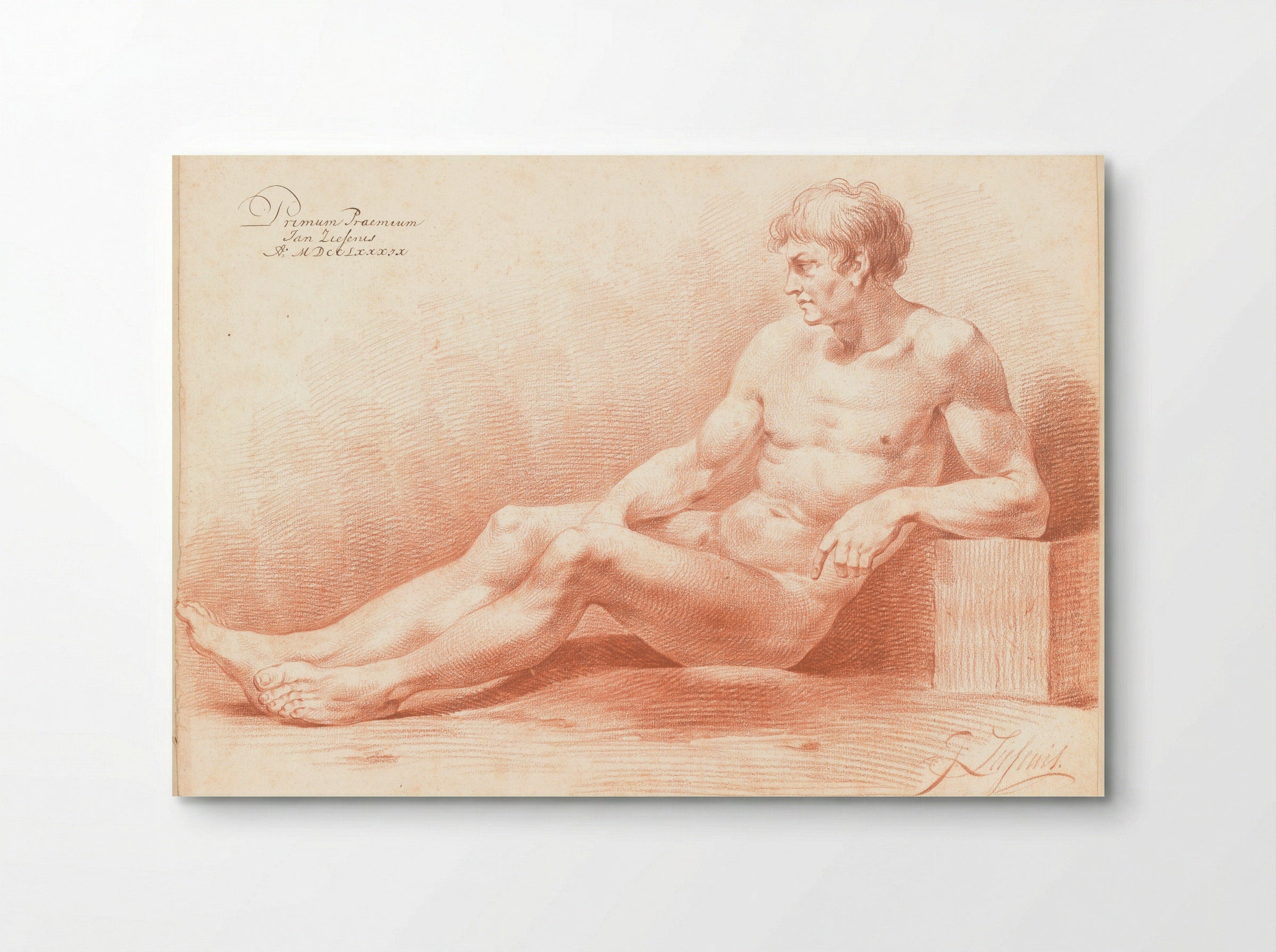 Zittend mannelijk naakt, van opzij gezien (1e prijs 1789) - Johannes Ziesenis - Poster