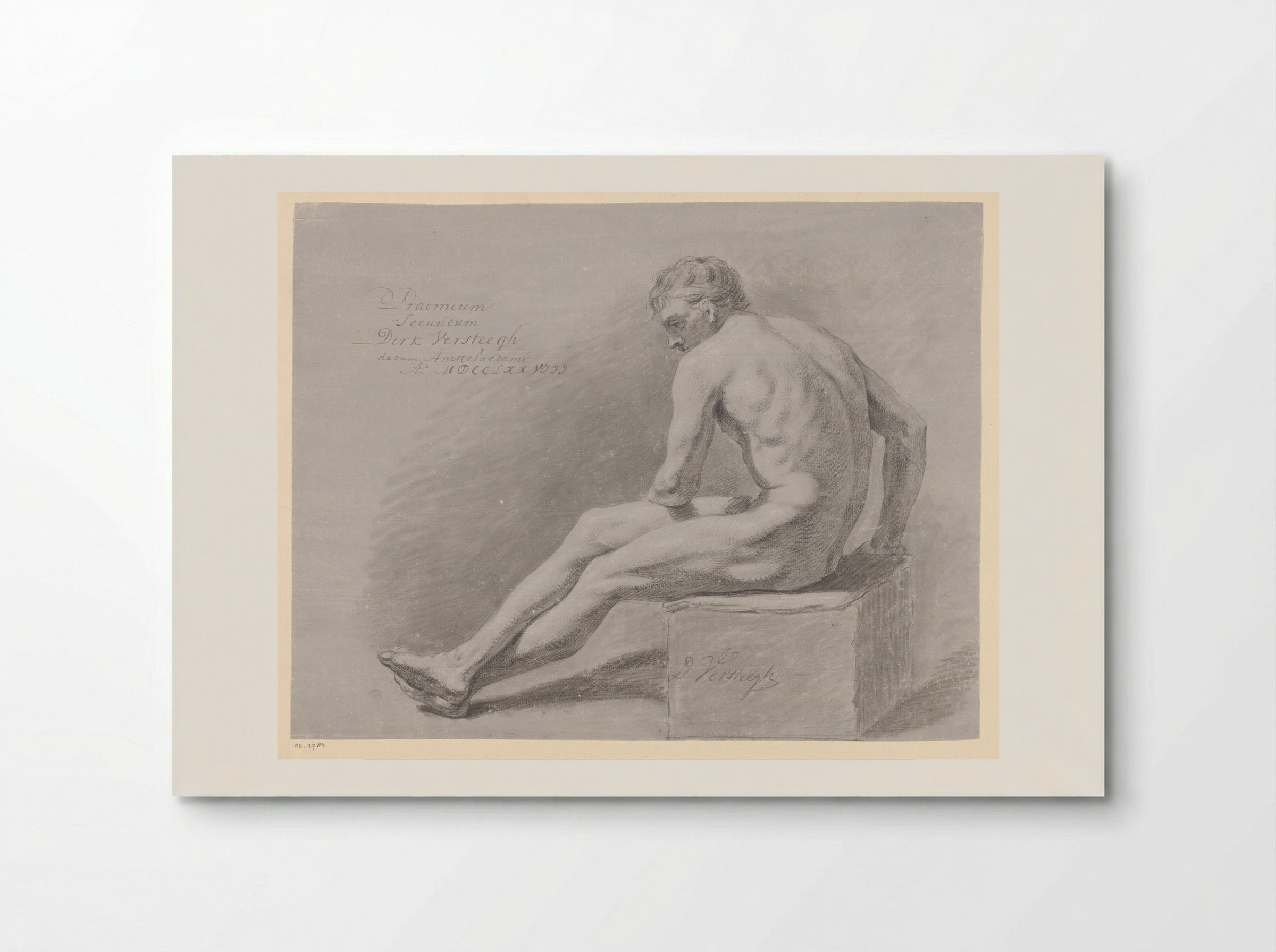 Zittend mannelijk naakt, van opzij gezien (2e prijs 1778) - Dirk Versteegh - Poster