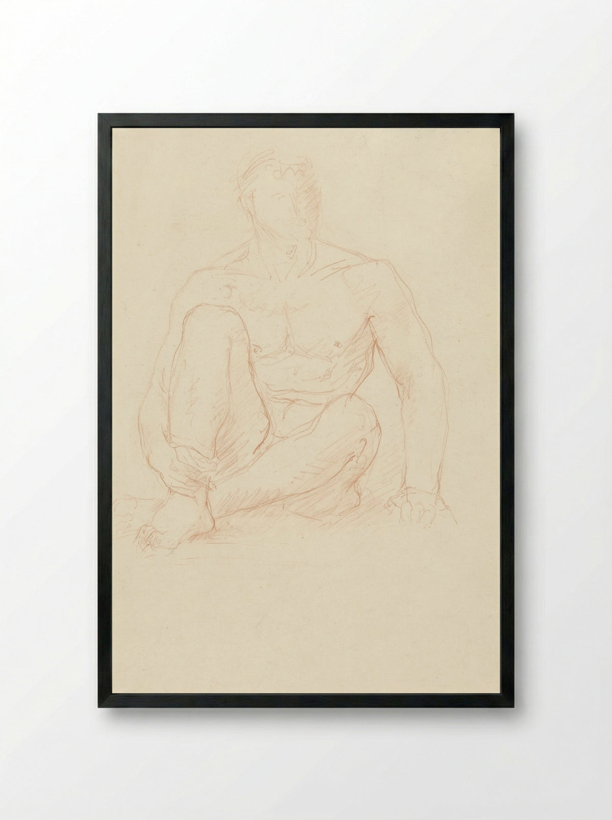 Zittend mannelijk naakt, van voren - Charles Despiau - Framed Print Black