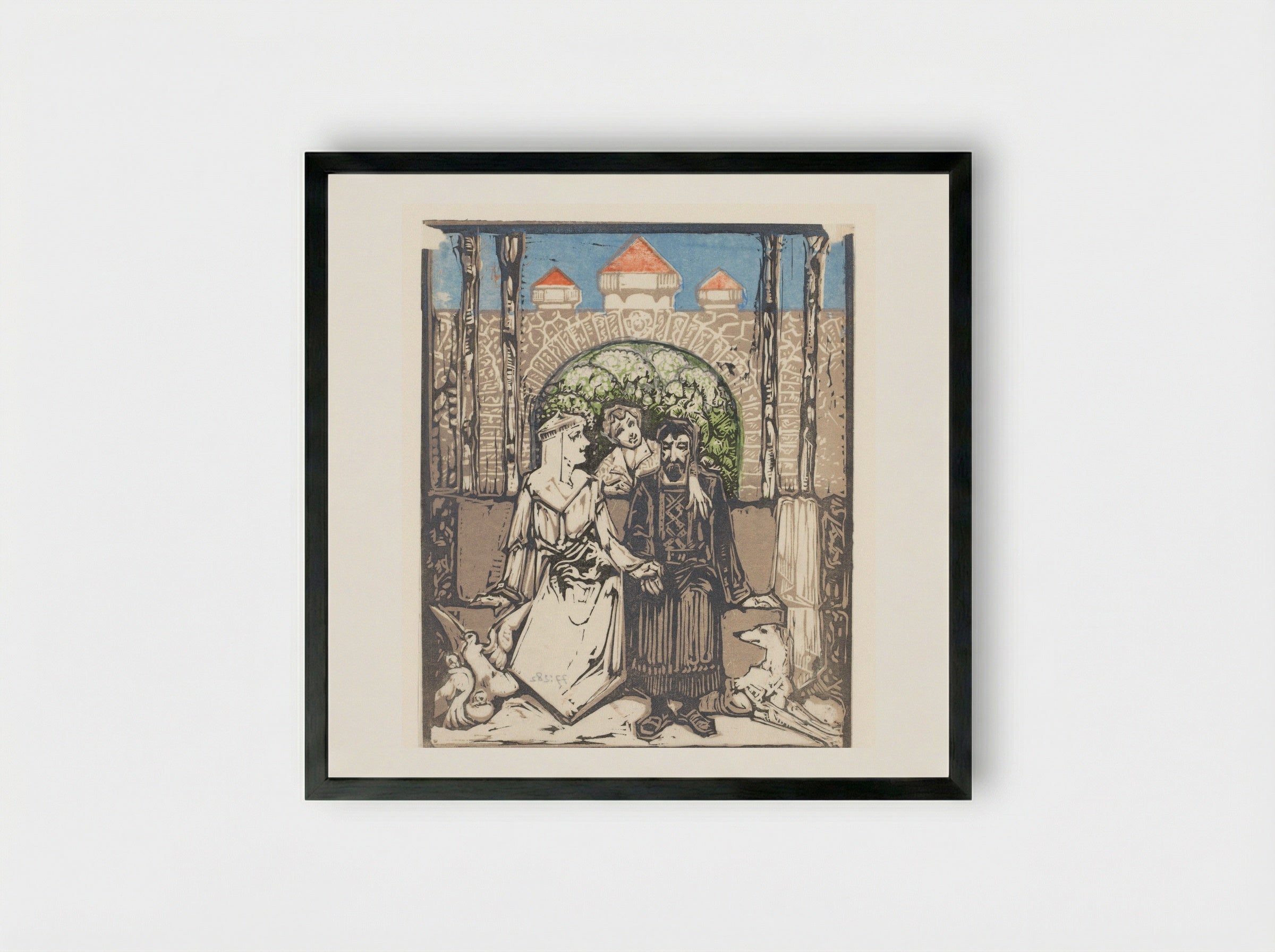 Zittend paar - Bernard Willem Wierink - Framed Print Black