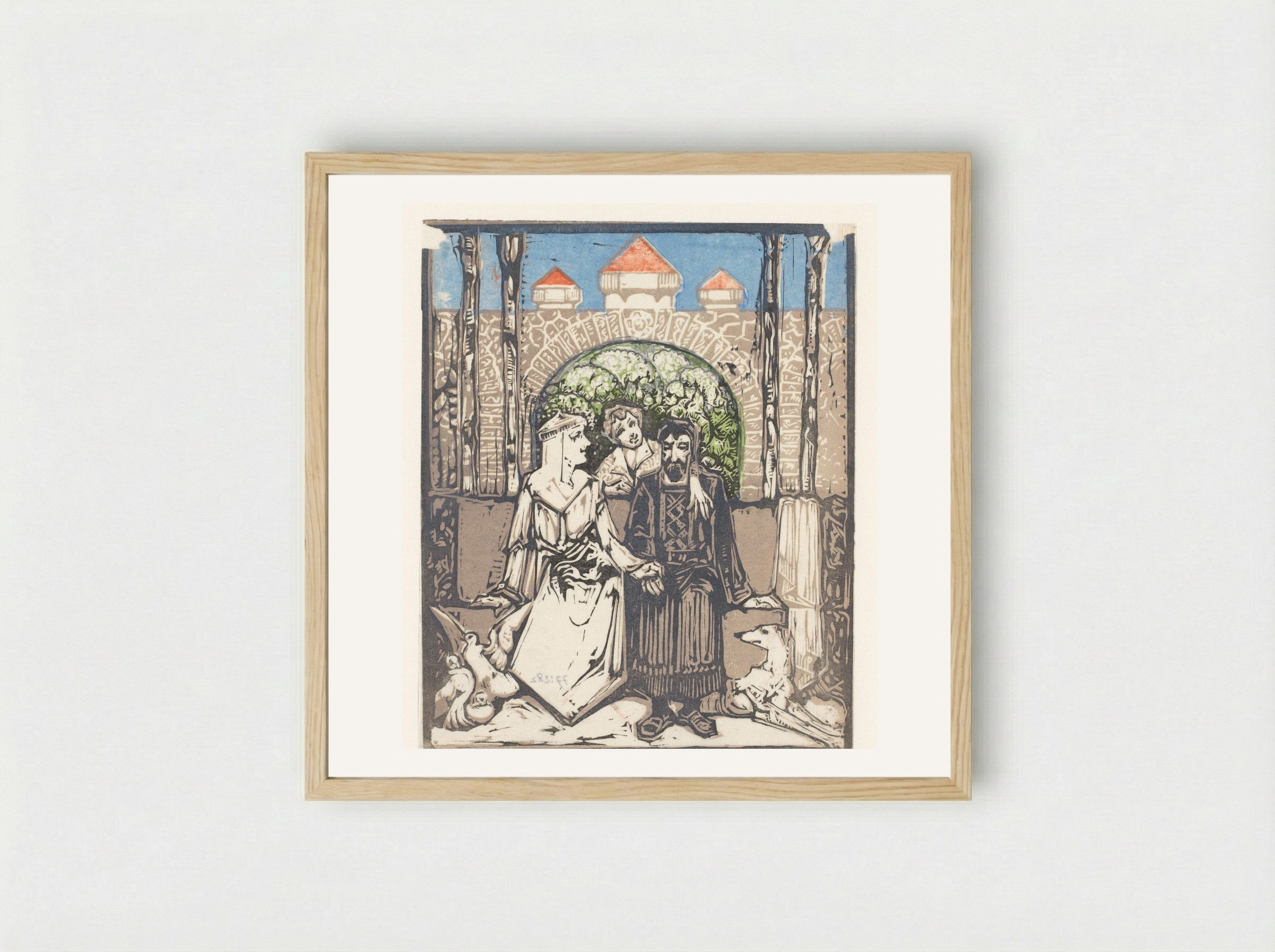 Zittend paar - Bernard Willem Wierink - Framed Print Wood