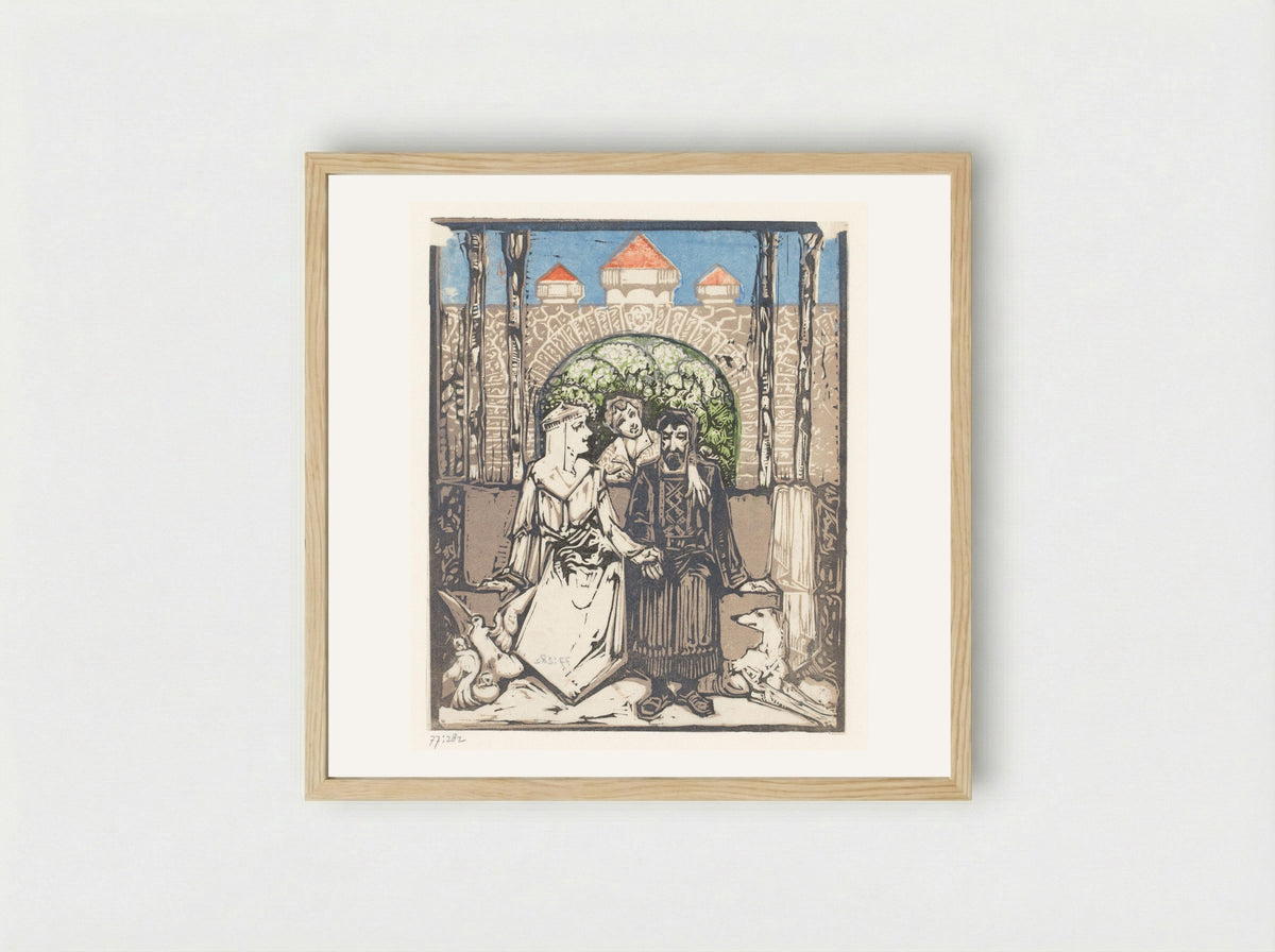 Zittend paar - Bernard Willem Wierink - Framed Print Wood