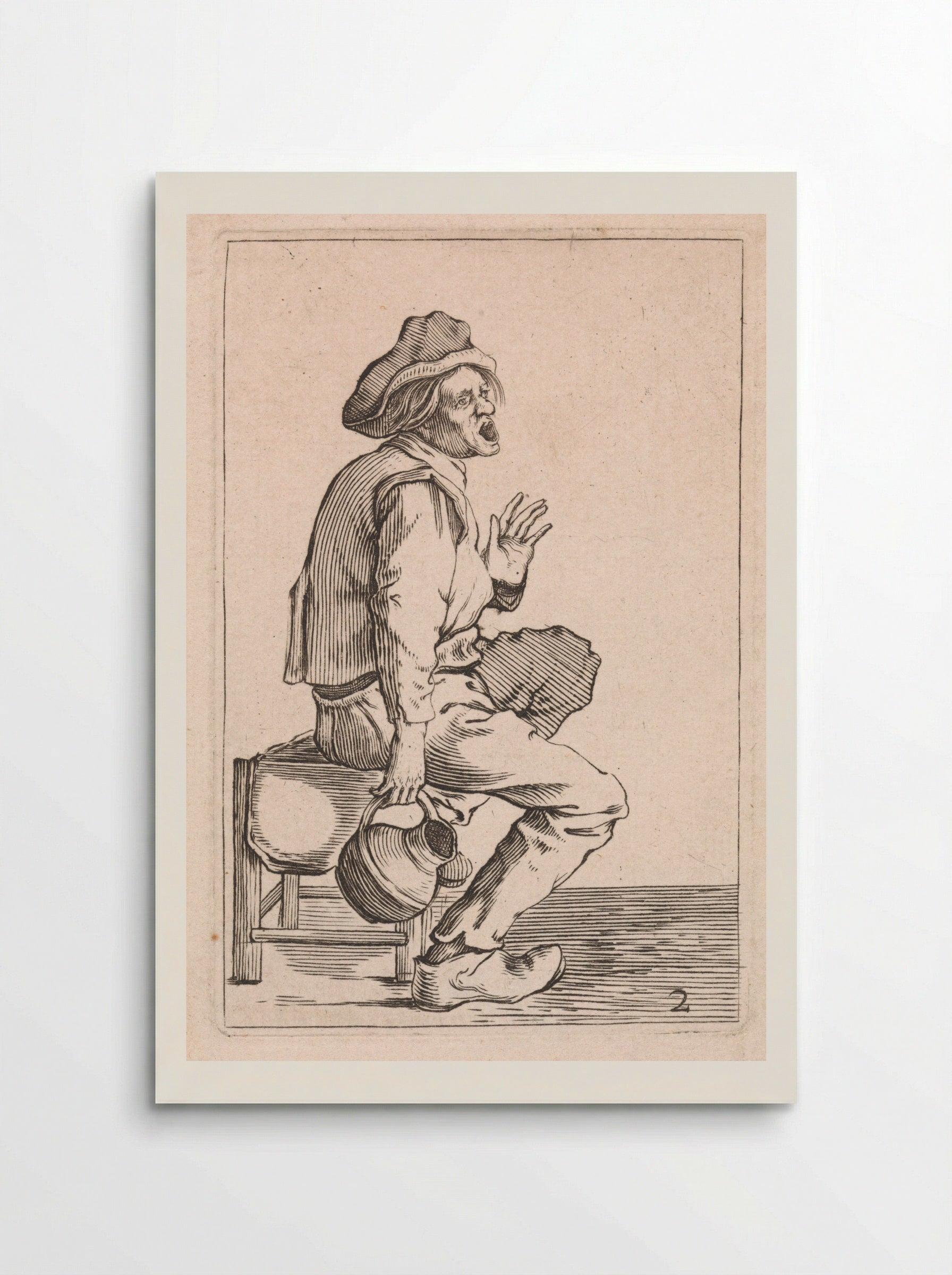 Zittende boer met schenkkan - Cornelis Saftleven - Poster