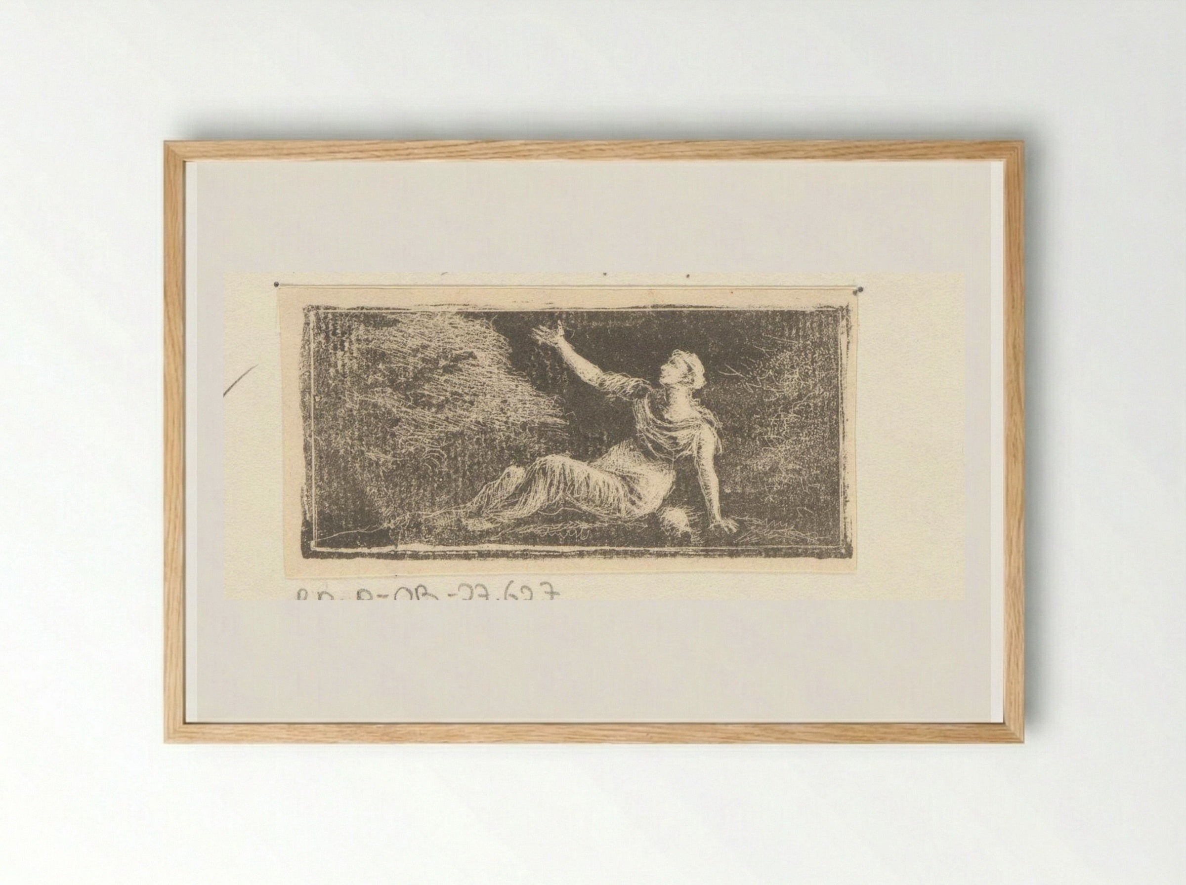 Zittende figuur die haar arm uitstrekt - Pieter Bartholomeusz. Barbiers - Framed Print Wood