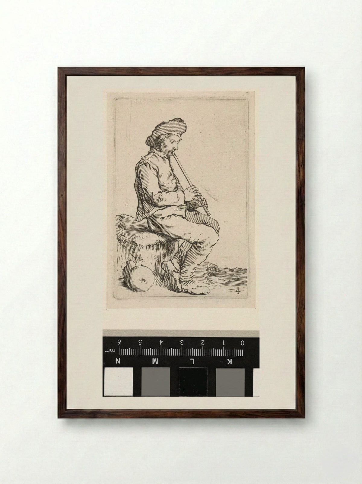 Zittende jonge man met fluit - Cornelis Saftleven - Framed Print Dark Wood