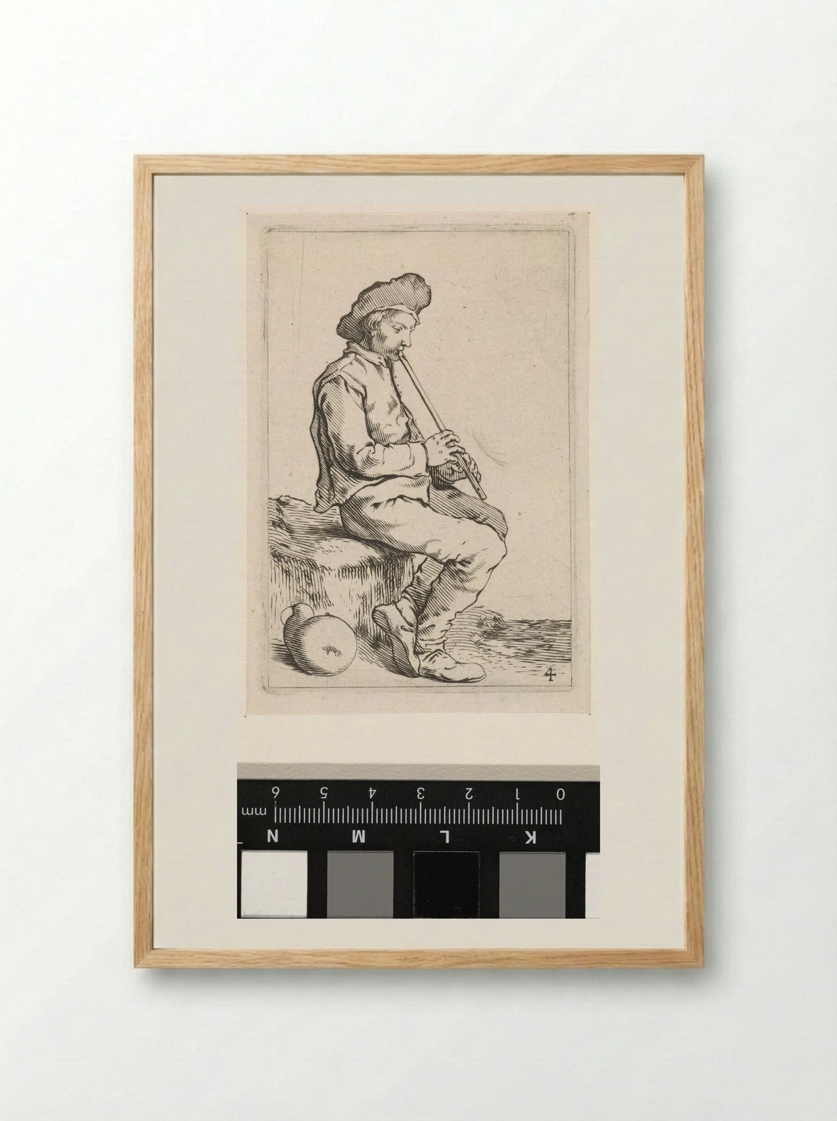 Zittende jonge man met fluit - Cornelis Saftleven - Framed Print Wood
