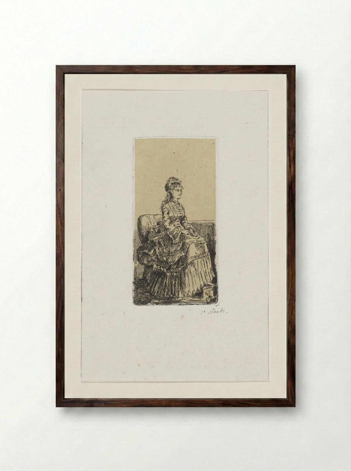 Zittende jonge vrouw - Victor de Stuers - Framed Print Dark Wood