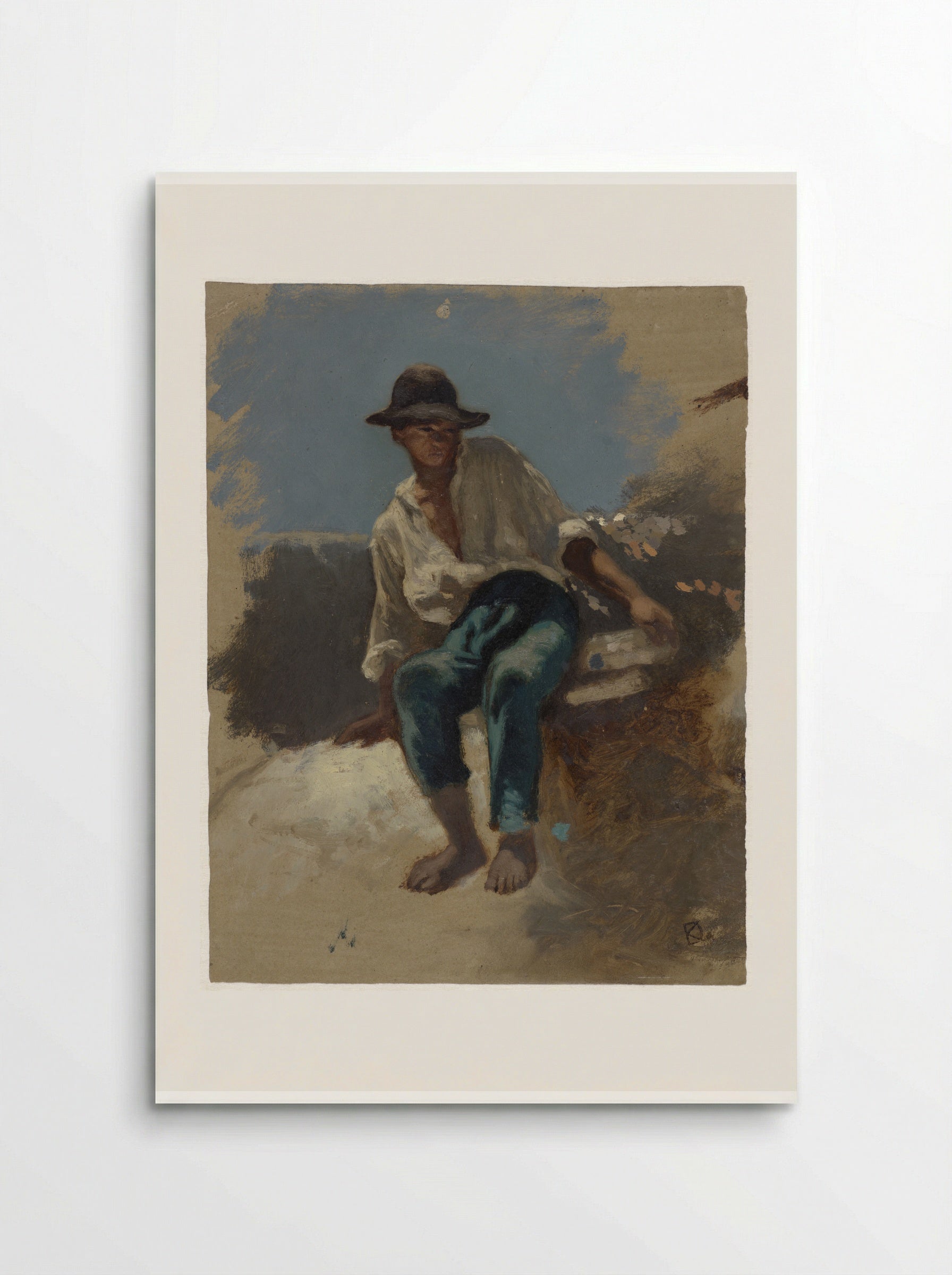 Zittende jongeman met vilten hoed op - Johan Daniël Koelman - Poster
