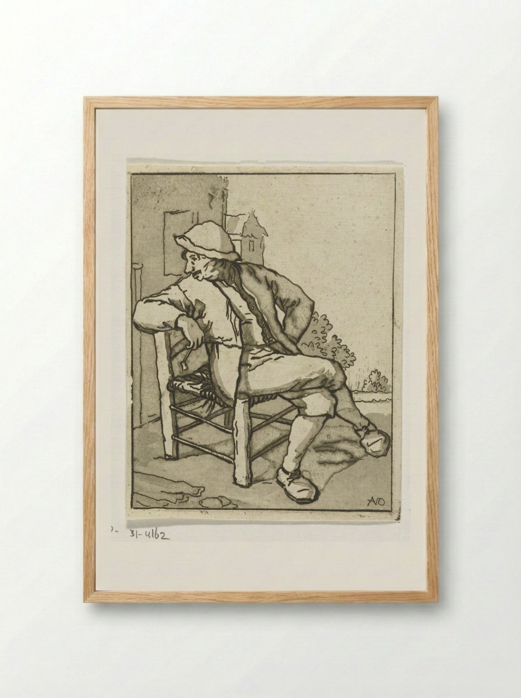 Zittende man (Seated Man) - Anthonie van den Bos - Framed Print Wood