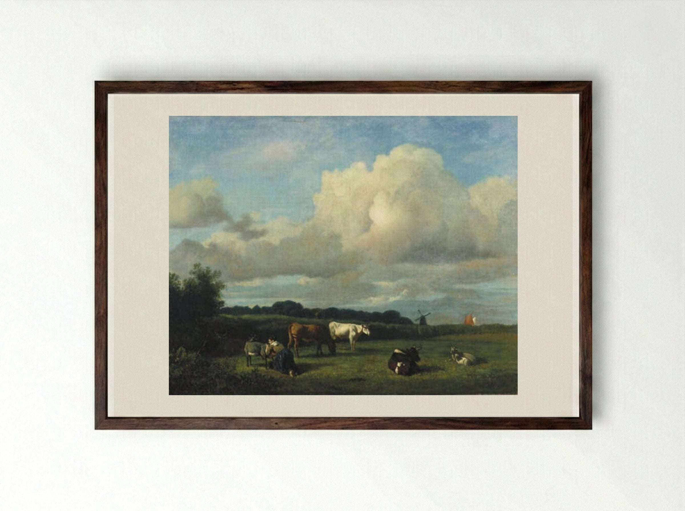 Zittende man aan de voet van een boom - Wouter Johannes van Troostwijk - Framed Print Dark Wood
