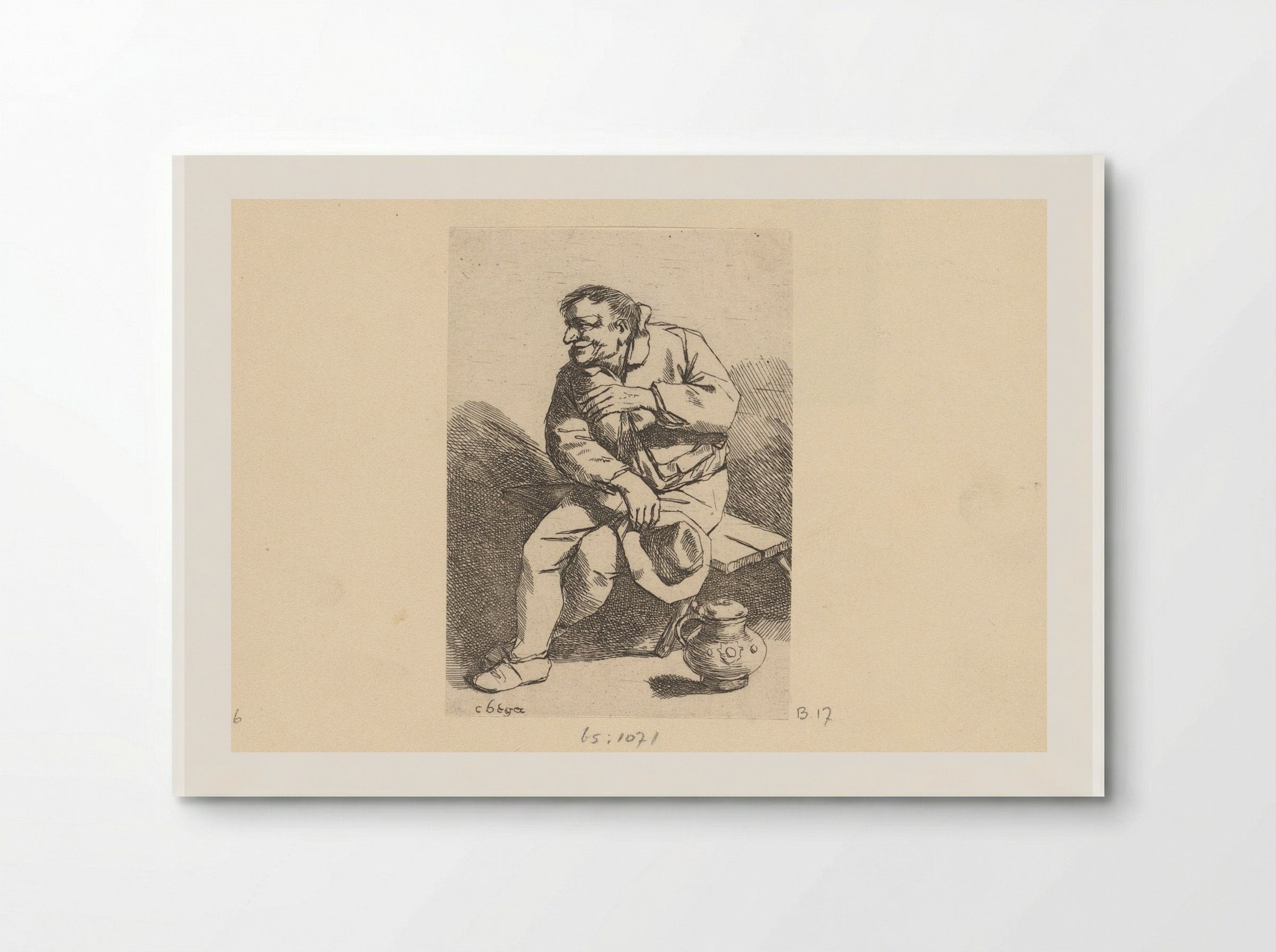 Zittende man met hoed en kan - Cornelis Pietersz. Bega - Poster