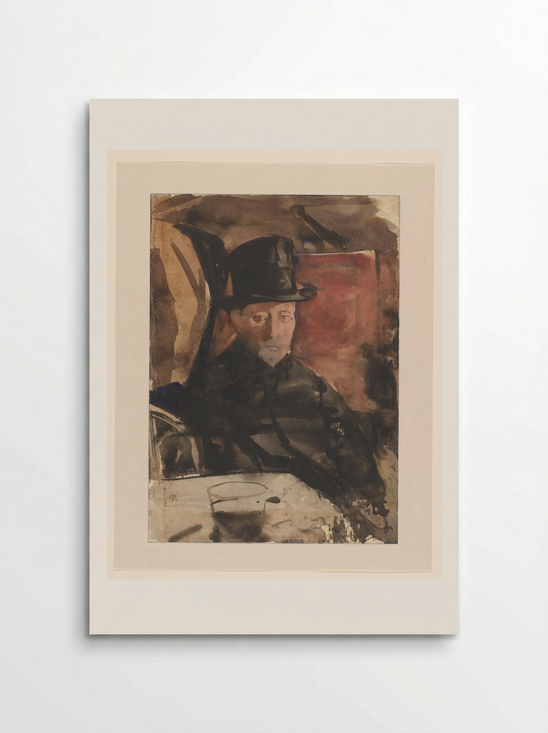 Zittende man met hoge hoed in een café - Gerrit Willem Dijsselhof - Poster