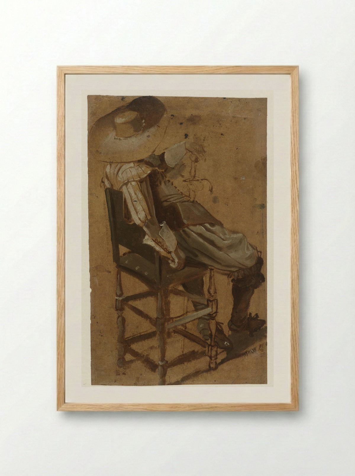 Zittende man met zwaard - Dirck Hals - Framed Print Wood