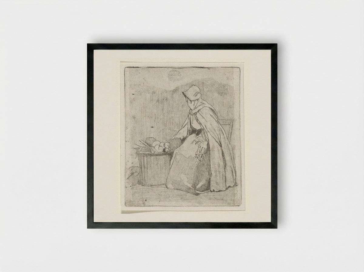 Zittende marktvrouw (Seated Market Woman) - Jan Weissenbruch - Framed Print Black