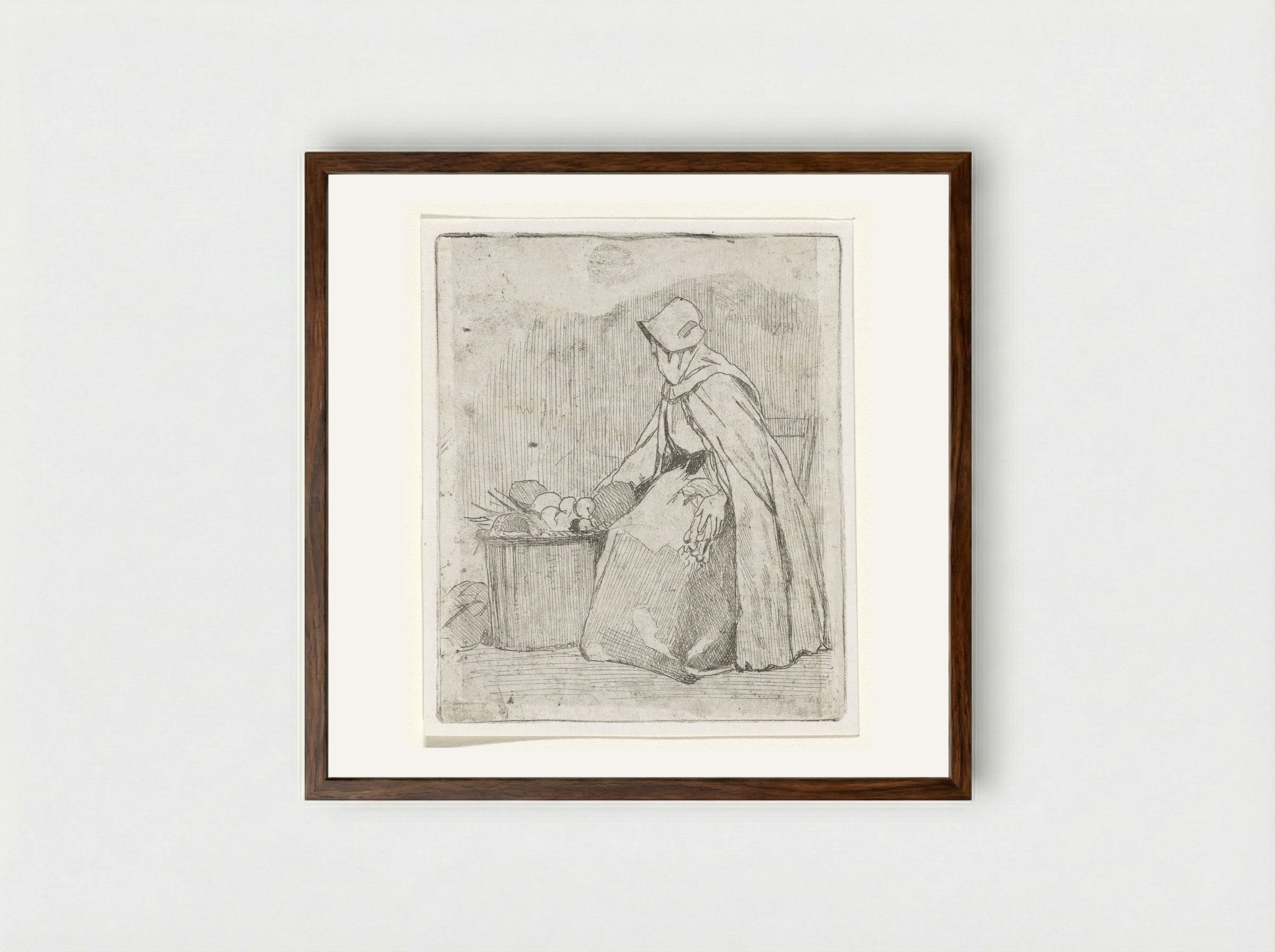 Zittende marktvrouw (Seated Market Woman) - Jan Weissenbruch - Framed Print Dark Wood