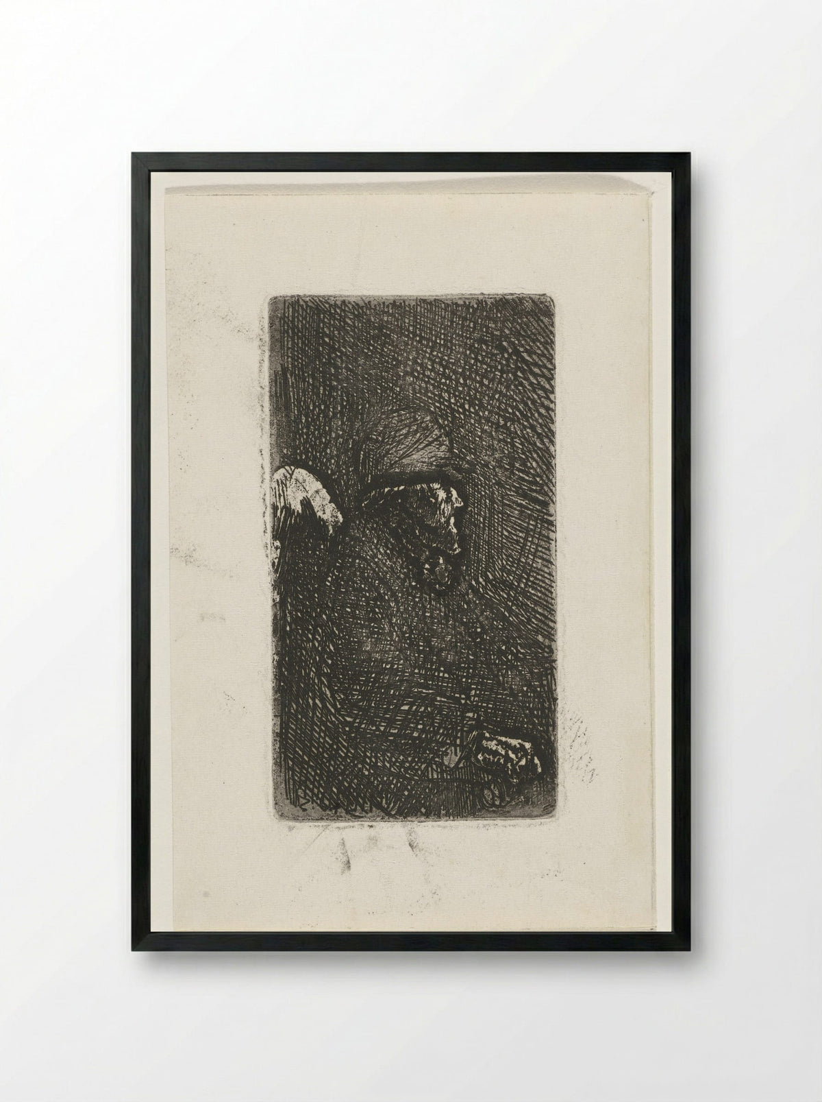 Zittende oude man - Jozef Israëls - Framed Print Black