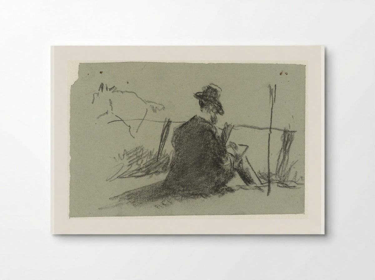 Zittende tekenaar in landschap - Guillaume Anne van der Brugghen - Poster