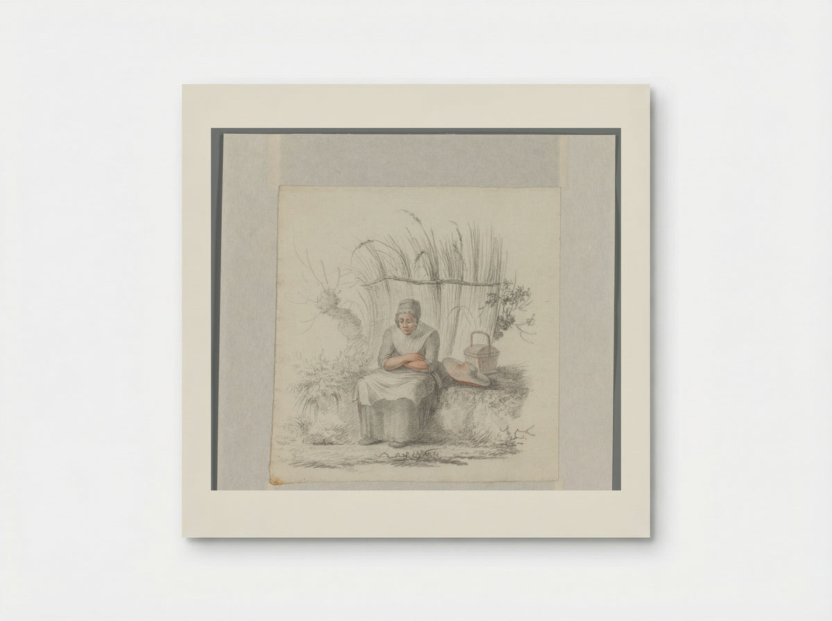 Zittende vrouw in een landschap - Johannes van Reijn - Poster