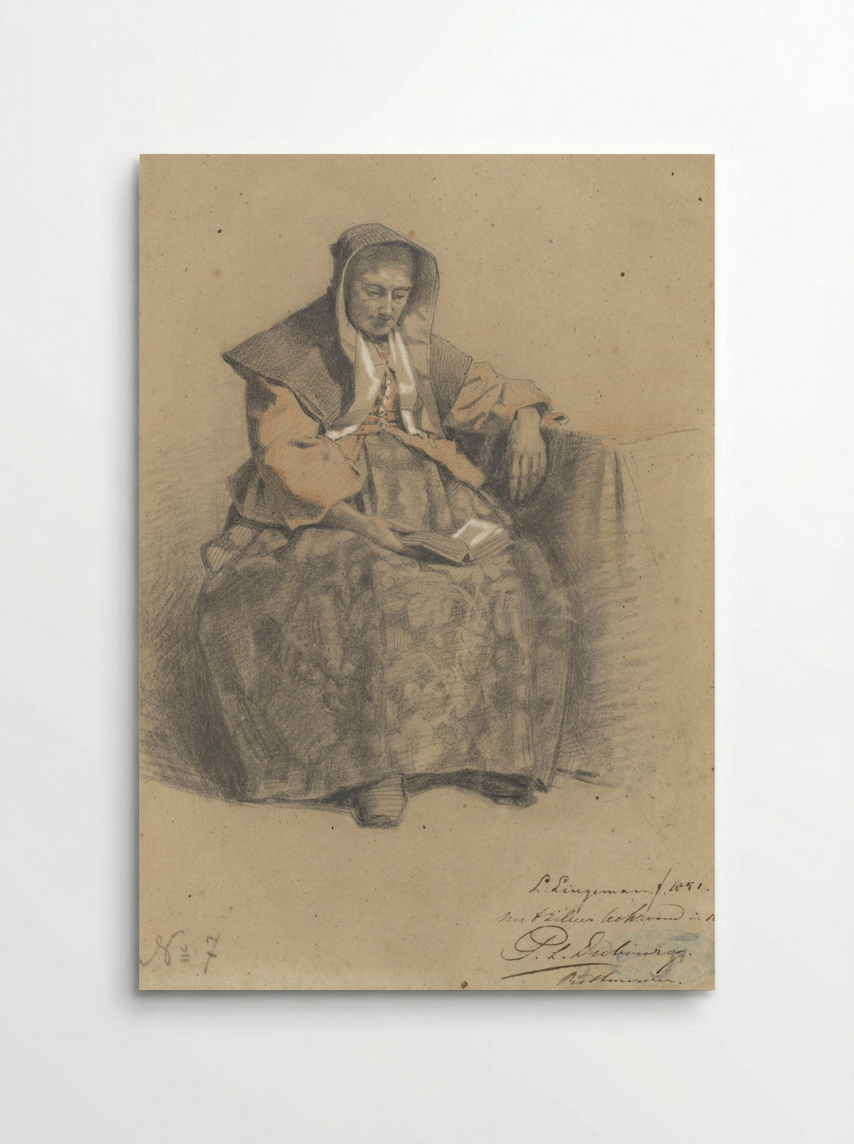 Zittende vrouw met boek - Lambertus Lingeman - Poster