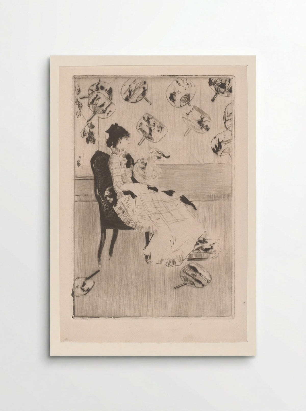 Zittende vrouw, omringd door Japanse waaiers - Norbert Goeneutte - Poster