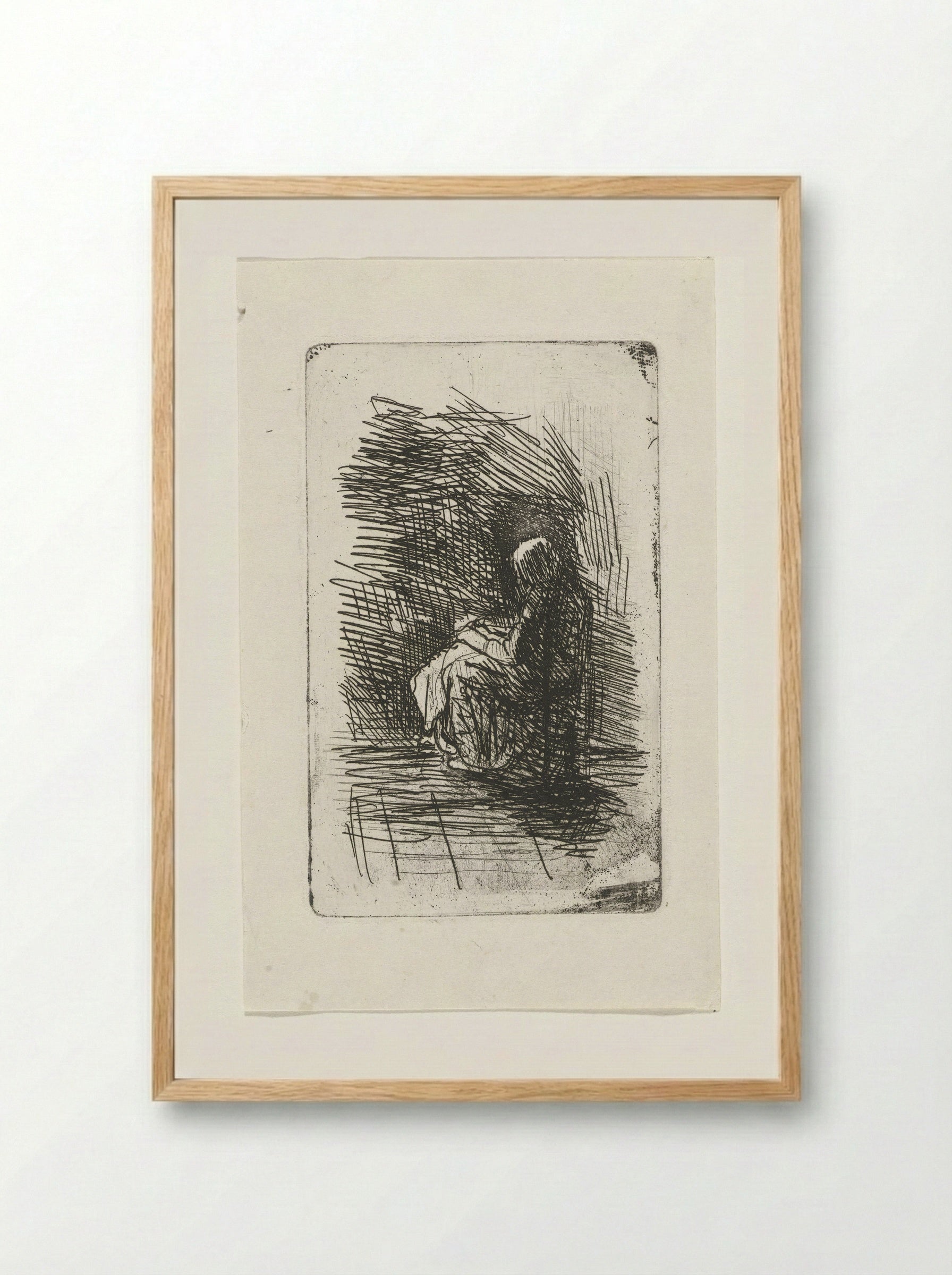 Zittende vrouw - Jozef Israëls - Framed Print Wood