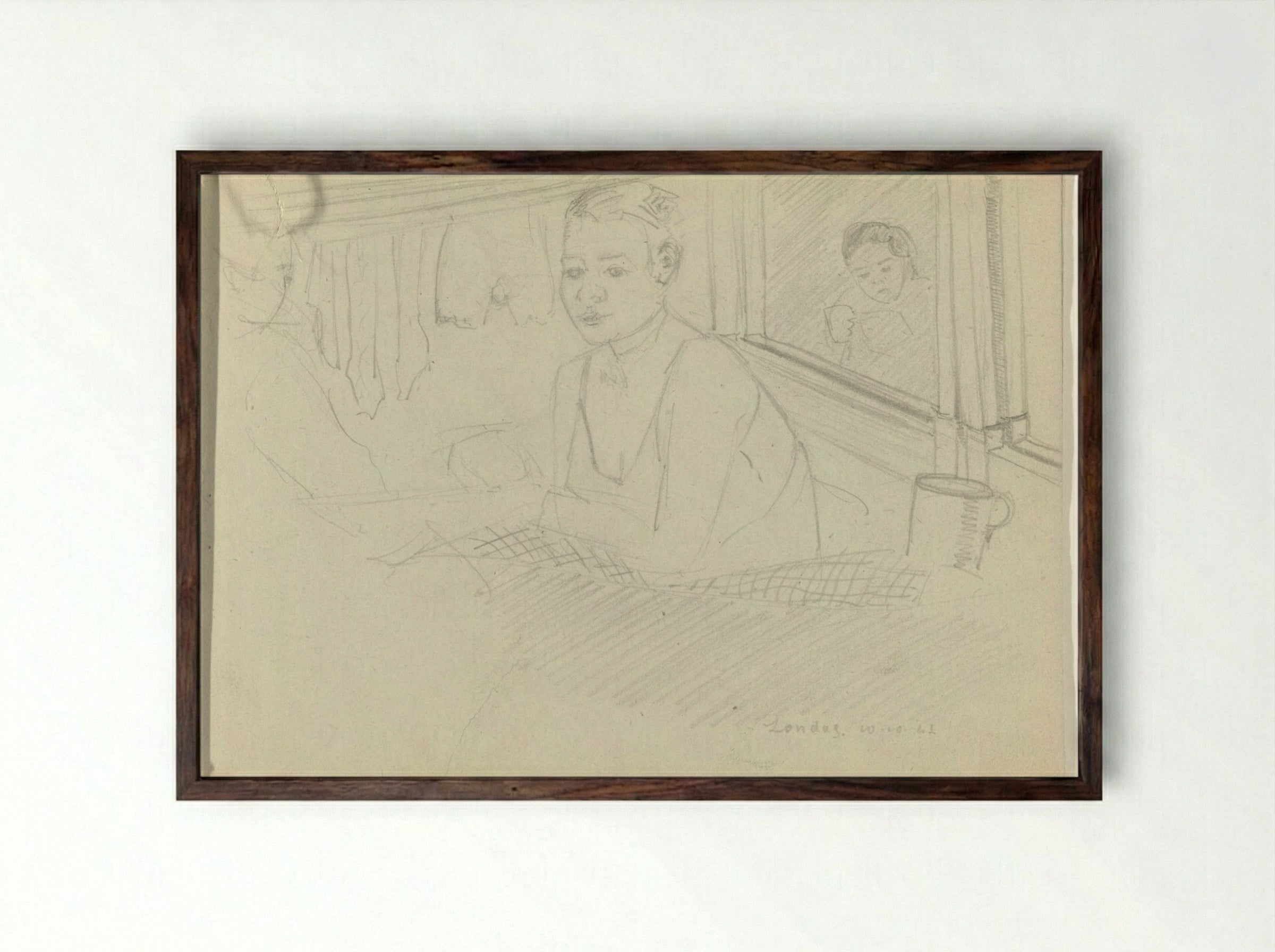 Zondag in het kamp (Sunday in the Camp) - To Frank-Stoltz - Framed Print Dark Wood