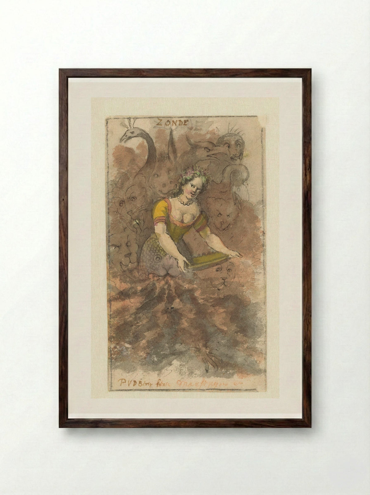 Zonde (Sin) - Pieter van den Berge - Framed Print Dark Wood