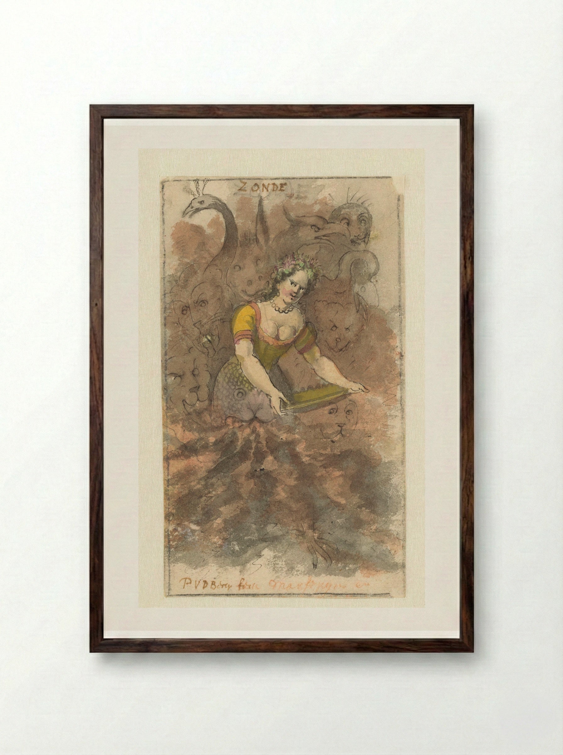 Zonde (Sin) - Pieter van den Berge - Framed Print Dark Wood