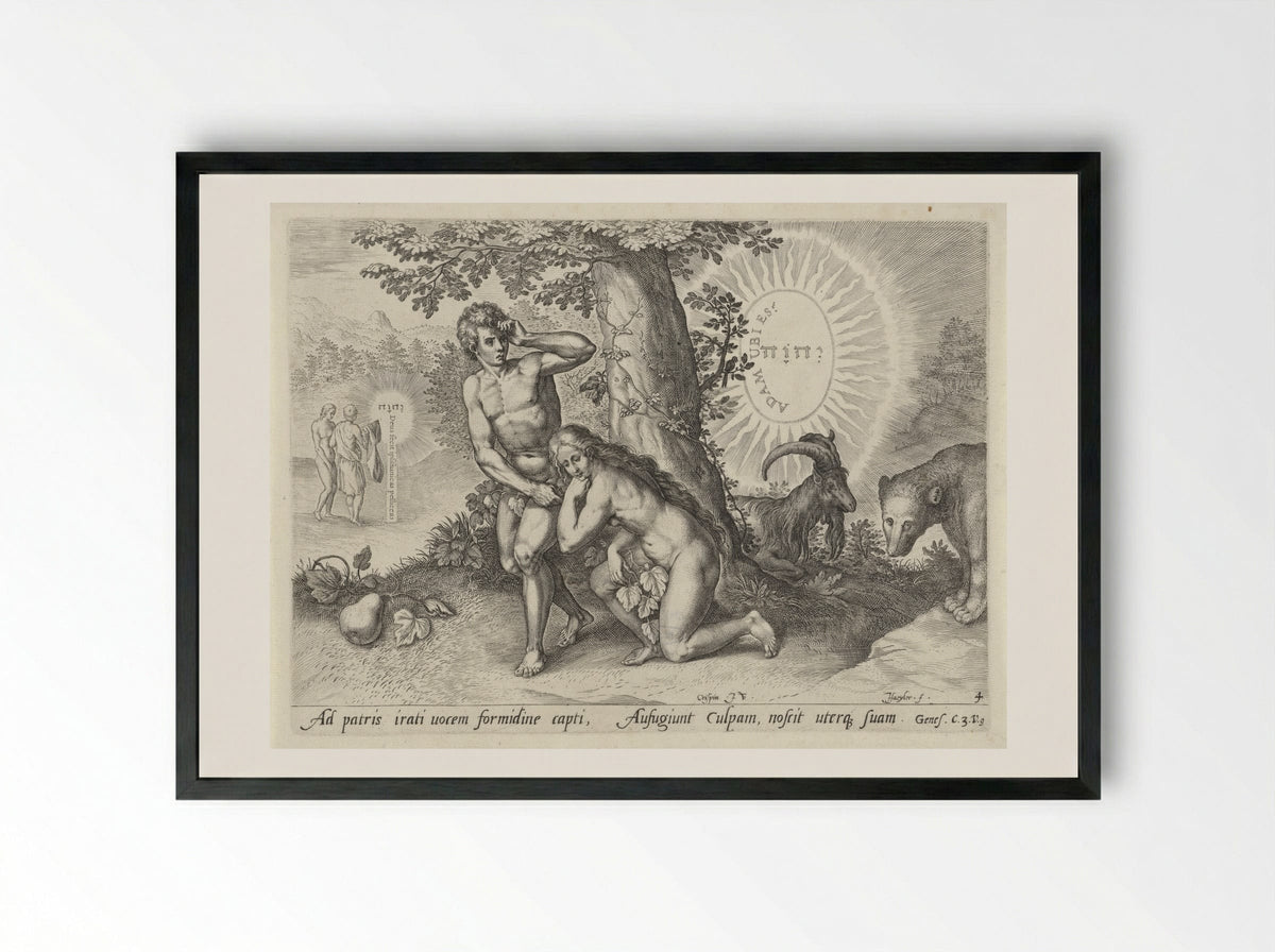 Zondeval (The Fall of Man) - Claes Jansz. Visscher (II) - Framed Print Black