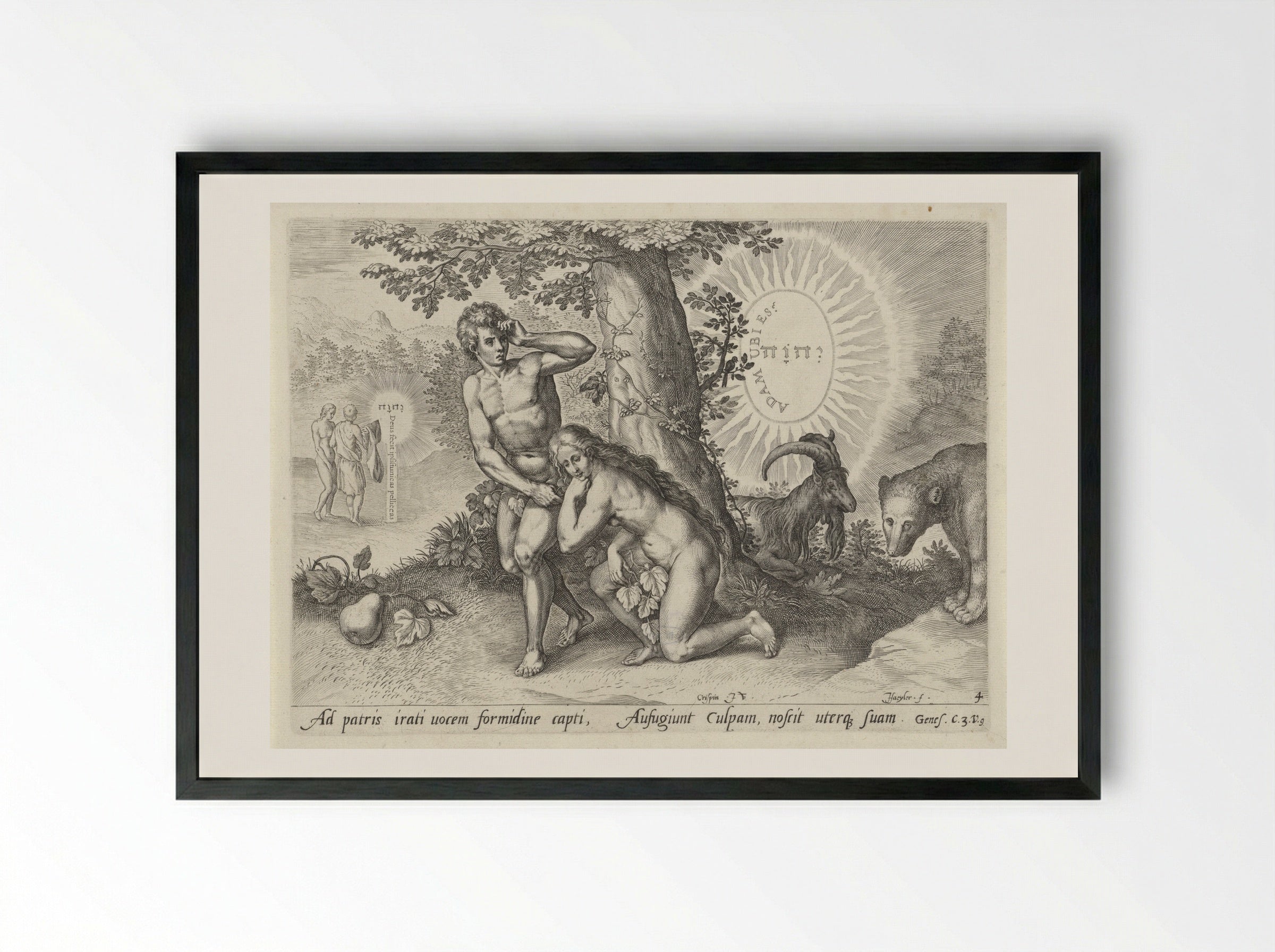 Zondeval (The Fall of Man) - Claes Jansz. Visscher (II) - Framed Print Black