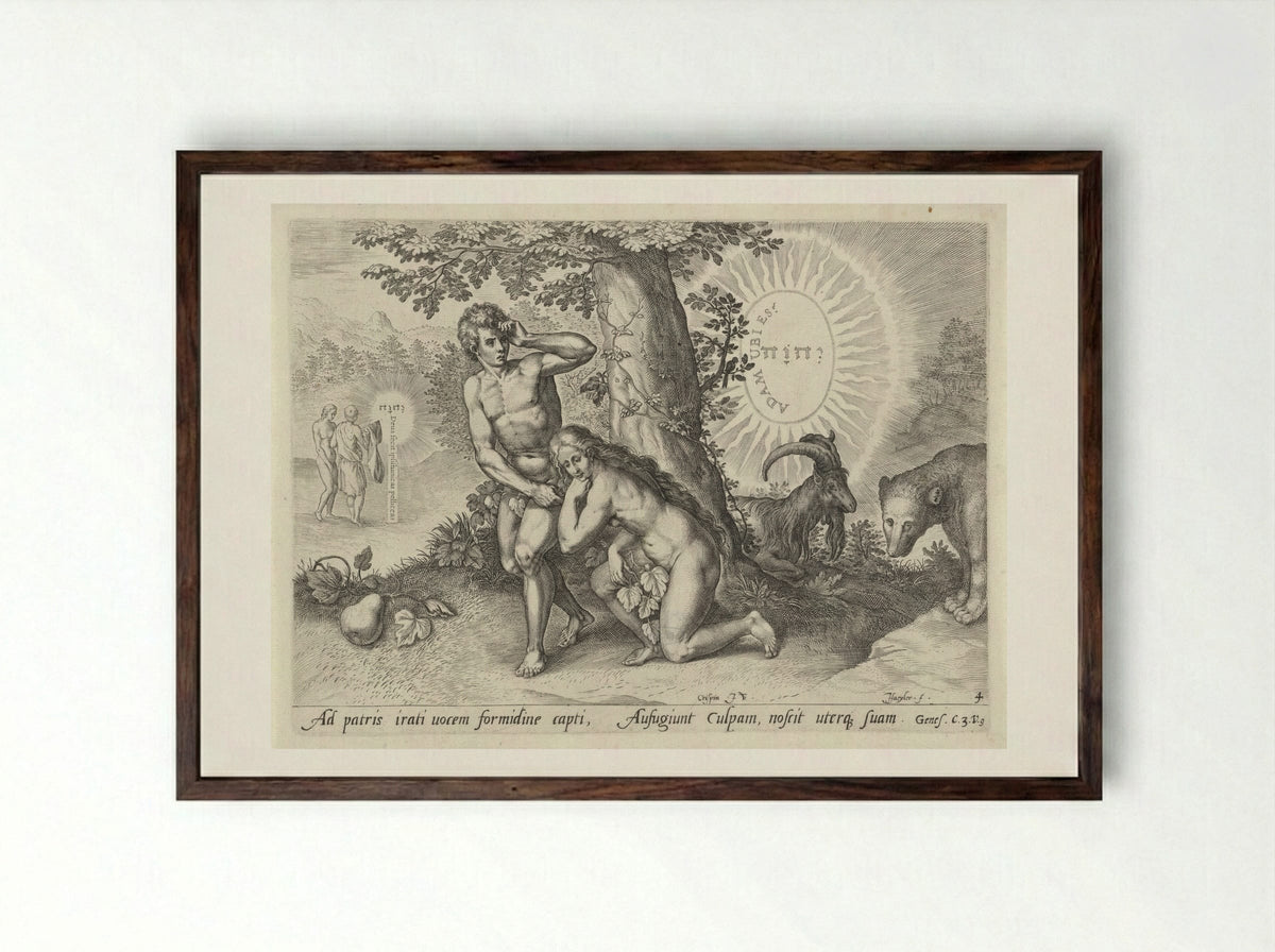 Zondeval (The Fall of Man) - Claes Jansz. Visscher (II) - Framed Print Dark Wood