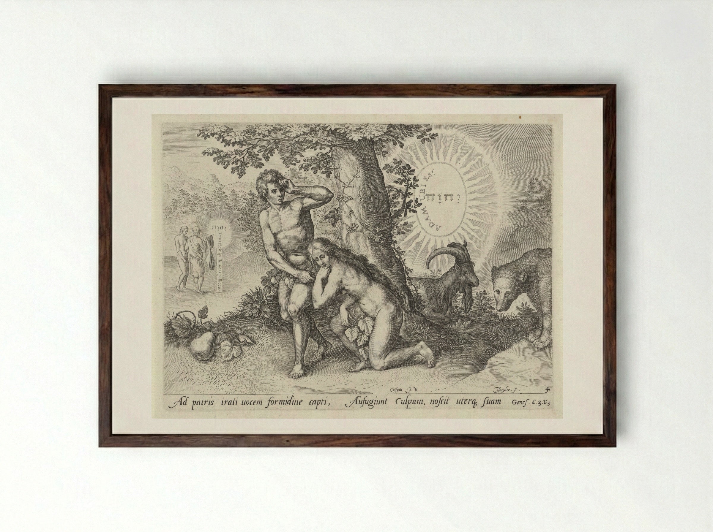 Zondeval (The Fall of Man) - Claes Jansz. Visscher (II) - Framed Print Dark Wood