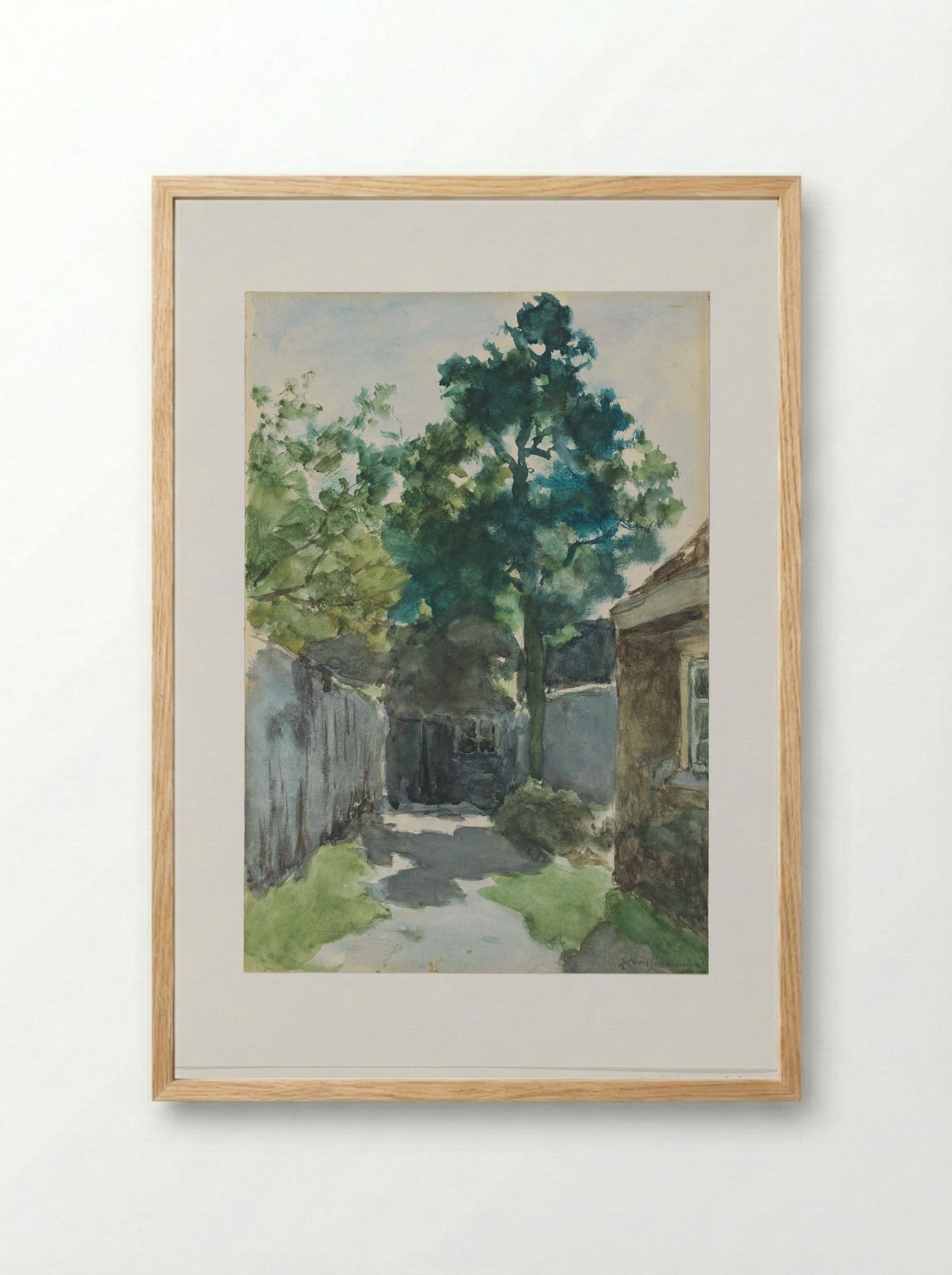 Zonnig hofje - Johan Hendrik Weissenbruch - Framed Print Wood