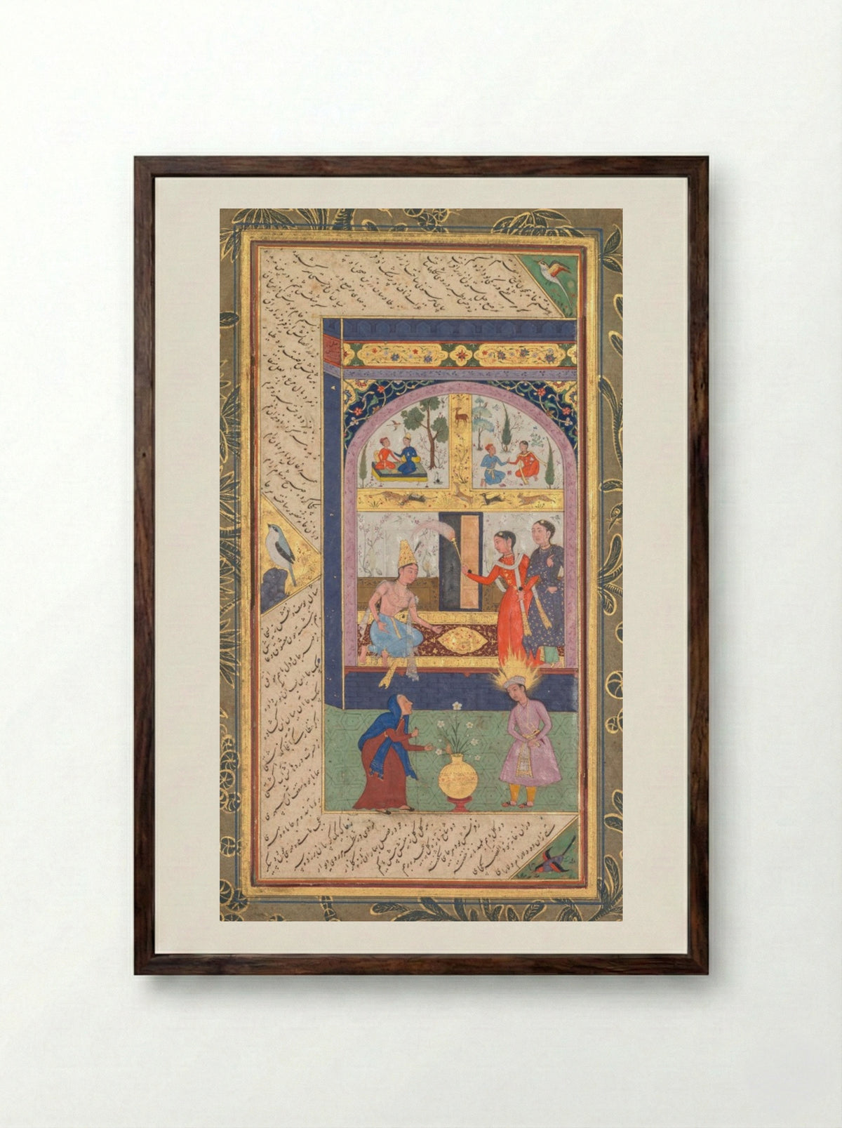 Zulaykha in her palace and as an elderly woman with Joseph - Mushfiq - Framed Print Dark Wood