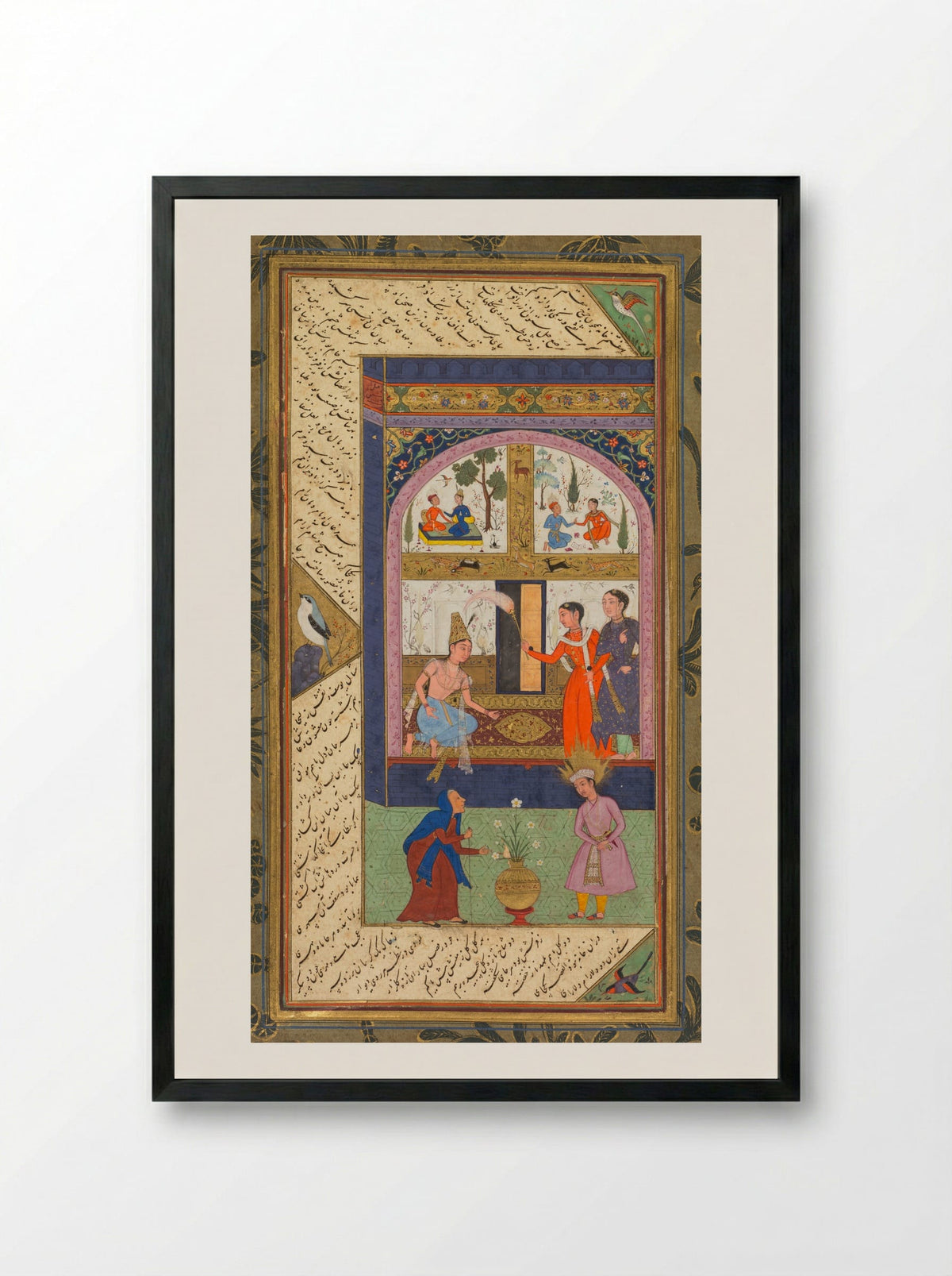 Zulaykha in her palace and as an old woman with Joseph - Mushfiq - Framed Print Black