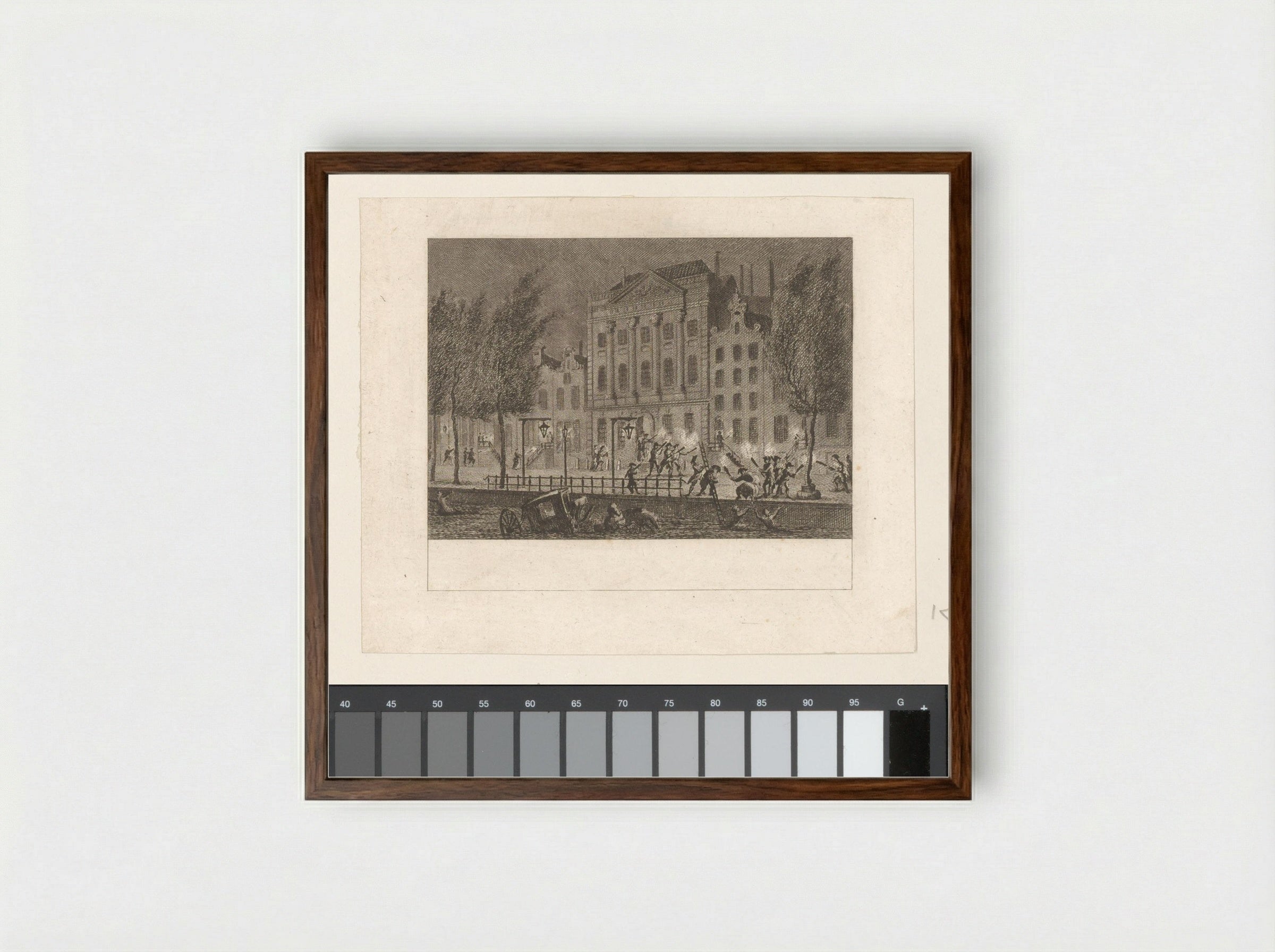 Zware mist te Amsterdam - Cornelis Brouwer - Framed Print Dark Wood