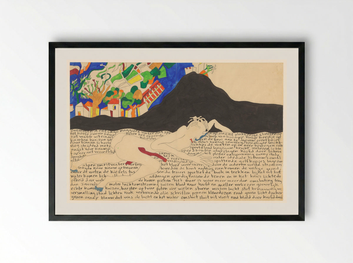 Zwemmen in het lago maggiore - Tjebbe van Tijen - Framed Print Black