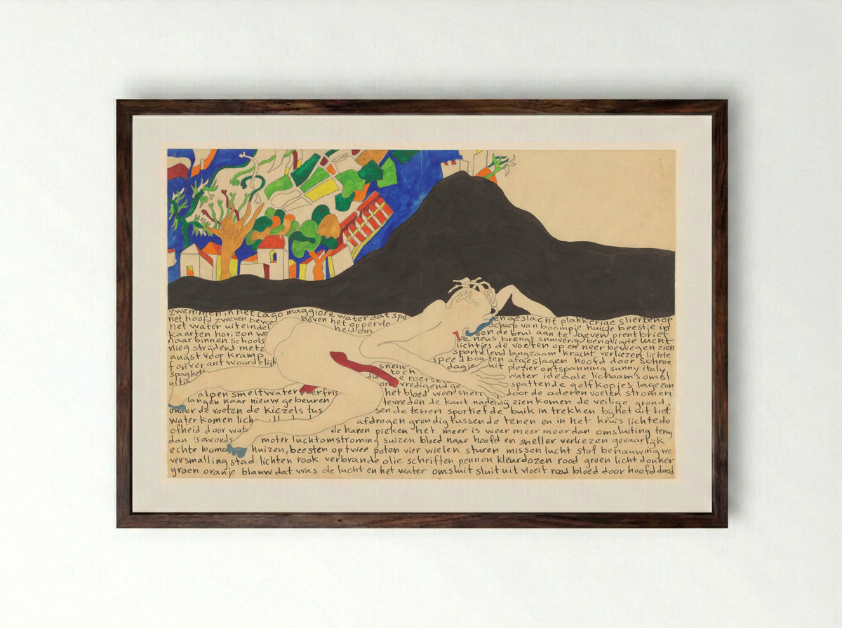Zwemmen in het lago maggiore - Tjebbe van Tijen - Framed Print Dark Wood