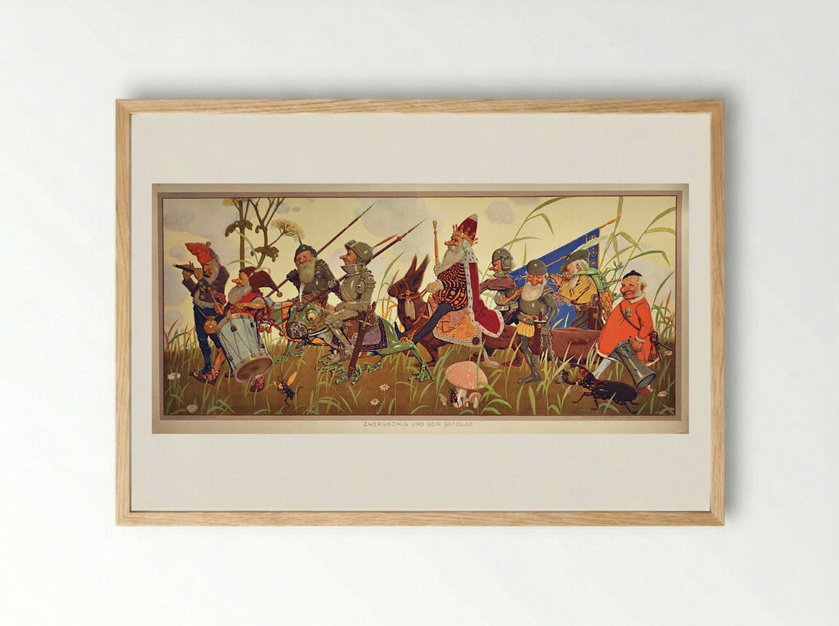 Zwergkönig und sein Gefolge - Fritz Rehm - Framed Print Wood