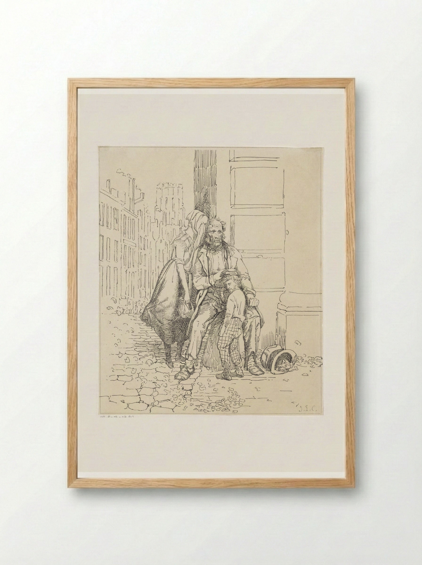 Zwervend gezin op straat - Jacobus Ludovicus Cornet - Framed Print Wood
