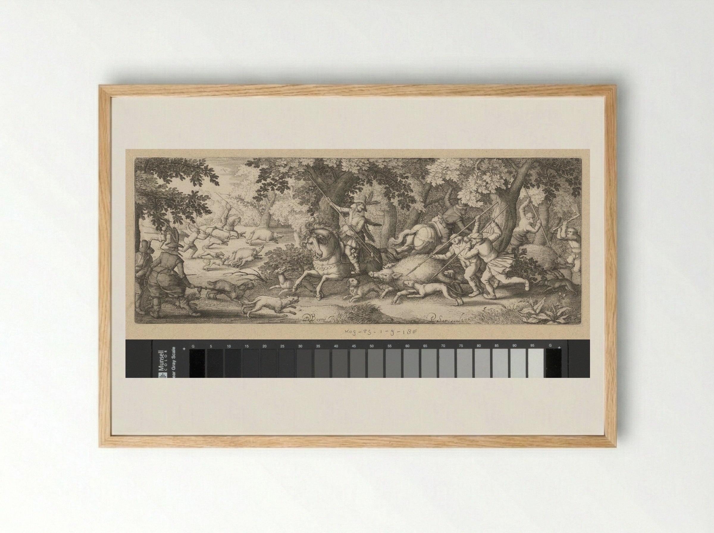 Zwijnenjacht (Boar Hunt) - Claes Jansz. Visscher (II) - Framed Print Wood