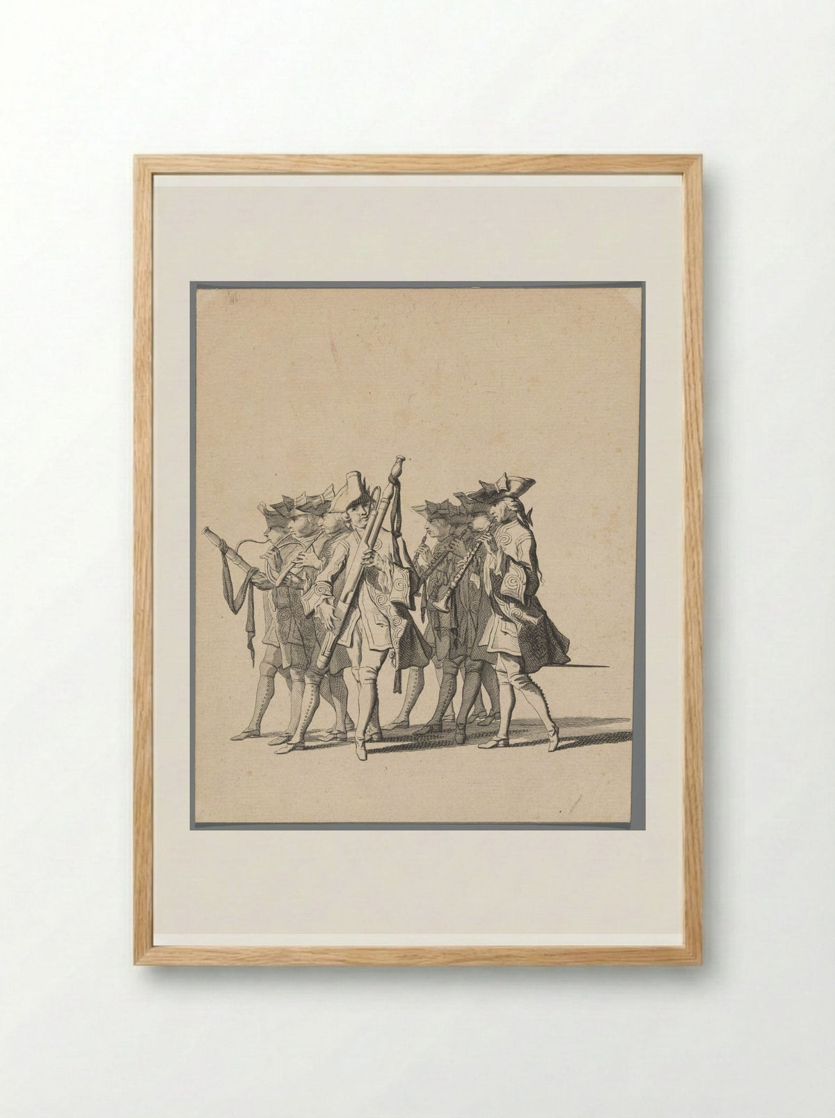 Zwitserse gardes (deel van Lijkstatie van Willem IV, 1752, plaat 5) - Jan Punt - Framed Print Wood